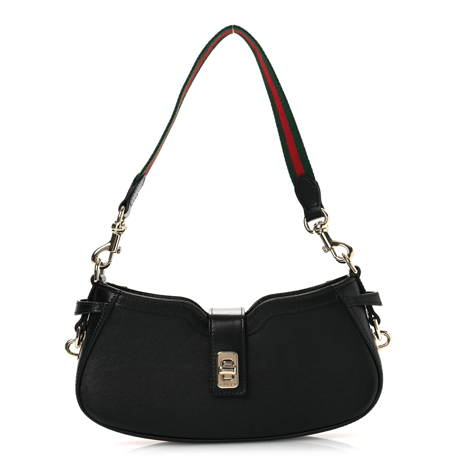 Calfskin Mini Moon Side Shoulder Bag Black
