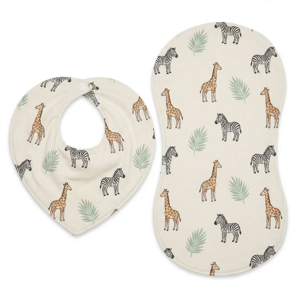 Soft Skin Friendly Cotton Patterned Baby Bandana Bib Burp Pad SetDaily Nursing Party
