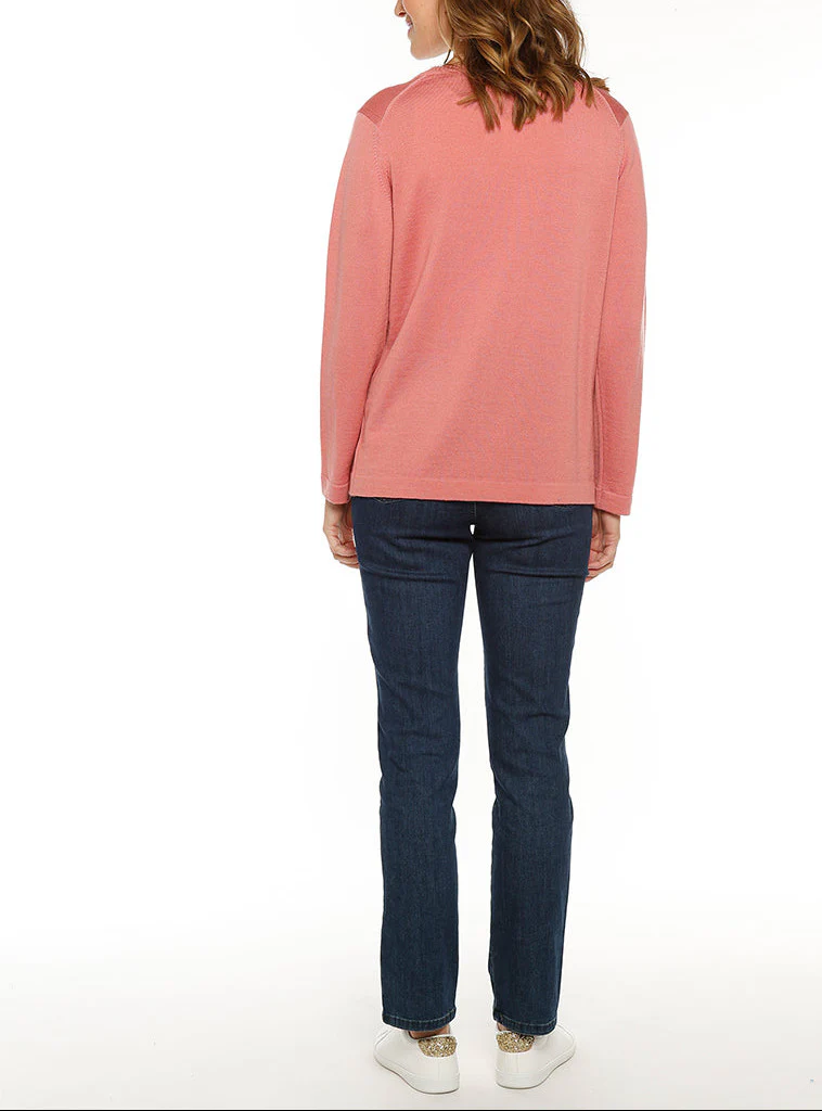 Gilet femme en laine merinos rose tomette