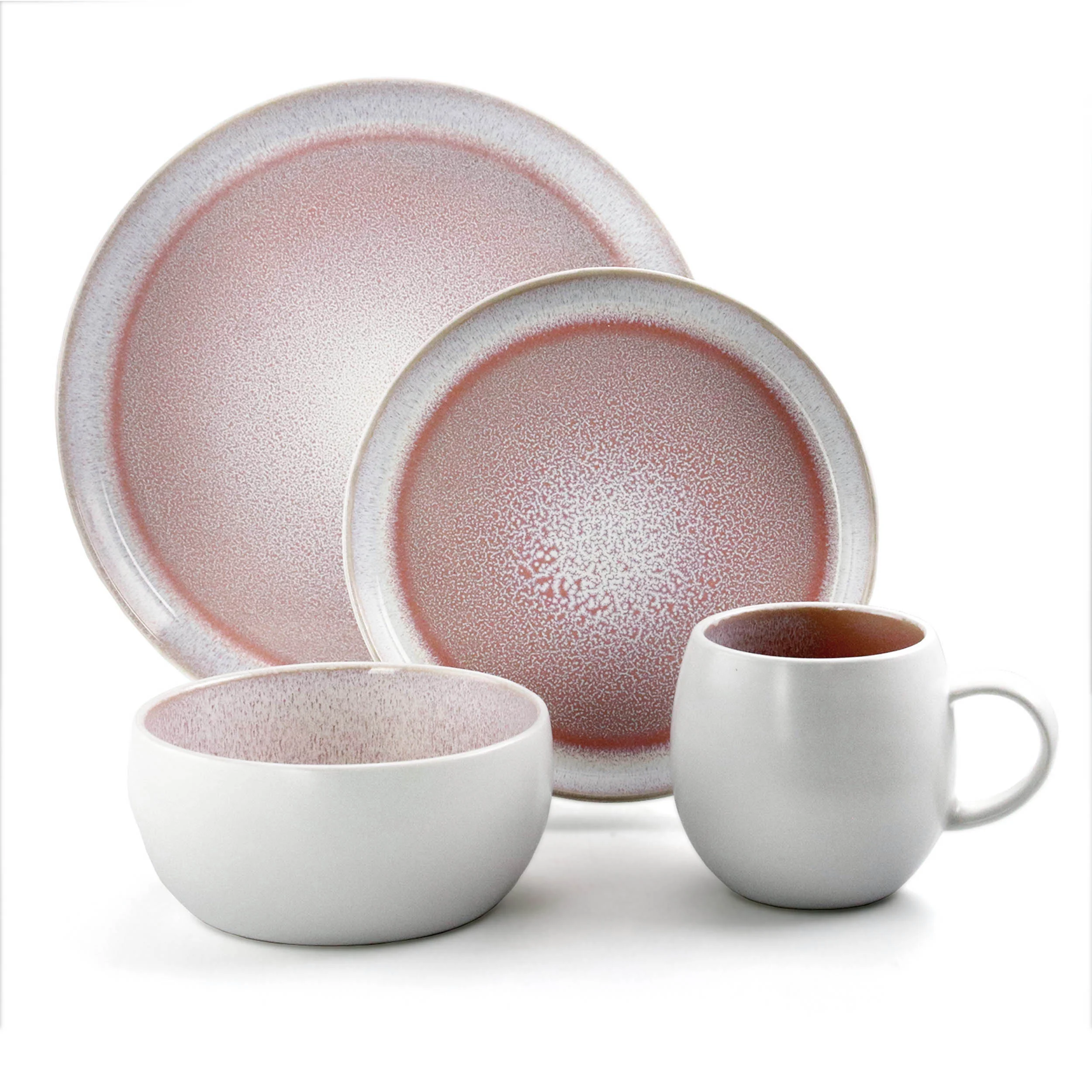 Elama Mocha Mauve 16 Piece Stoneware Dinnerware Set in Purple