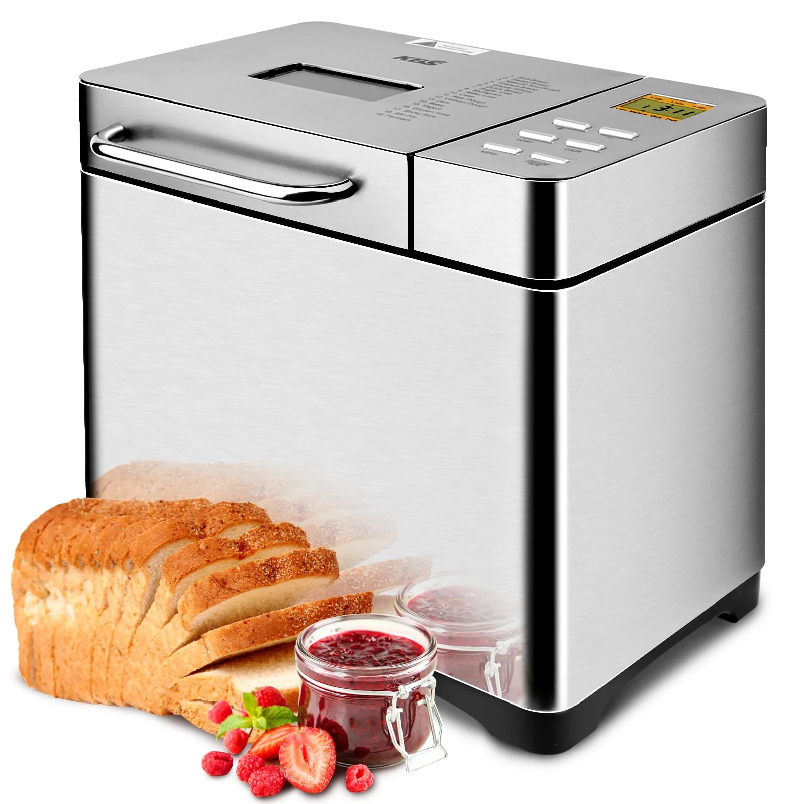 17-in-1 2LB Bread Maker Machine Fully Automatic LCD Display,Stainless Steel Model# 013