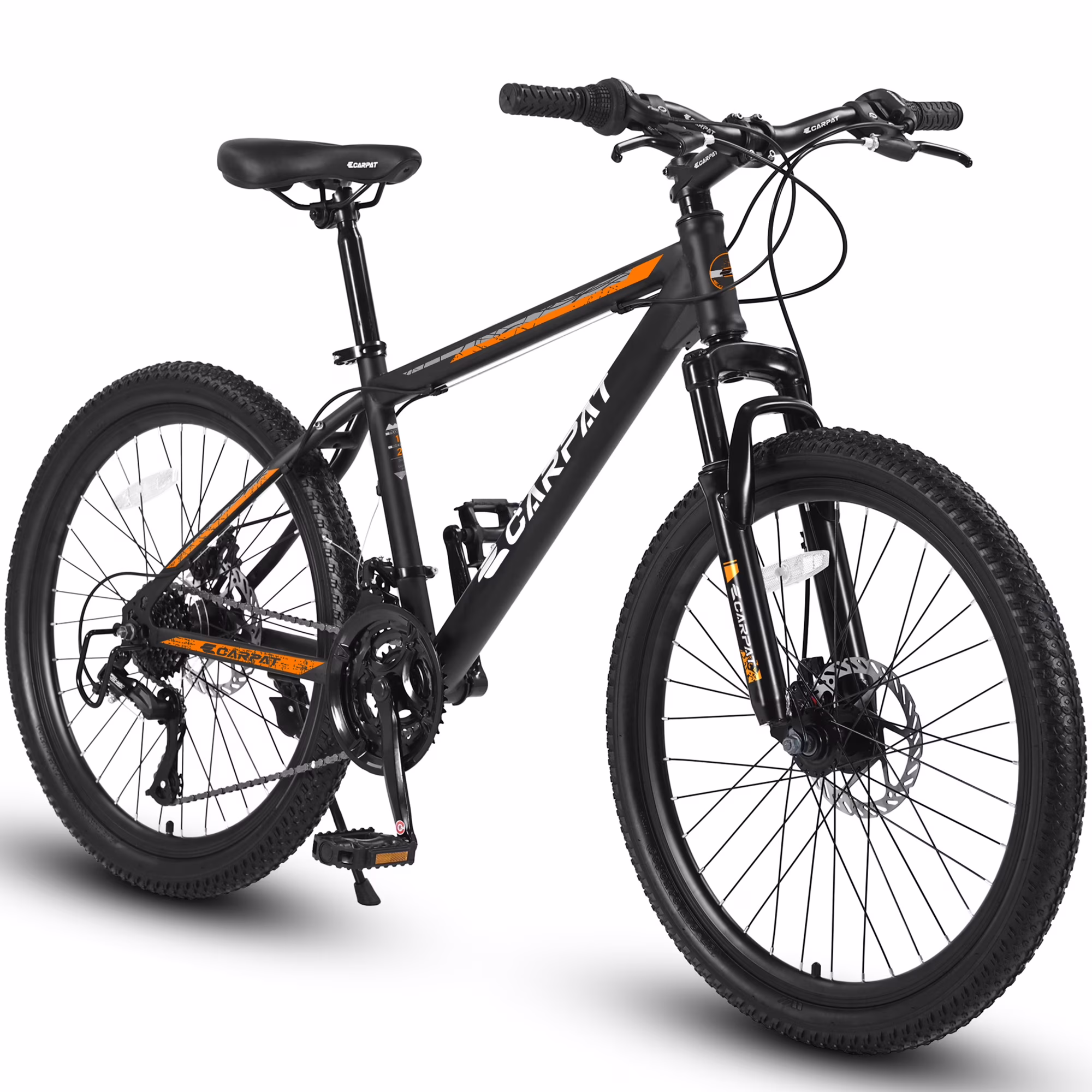 26 inch Mountain Bike for Men, Adult Mens Bike with 21 Speed Disc Brakes(Black Orange) - Image 3