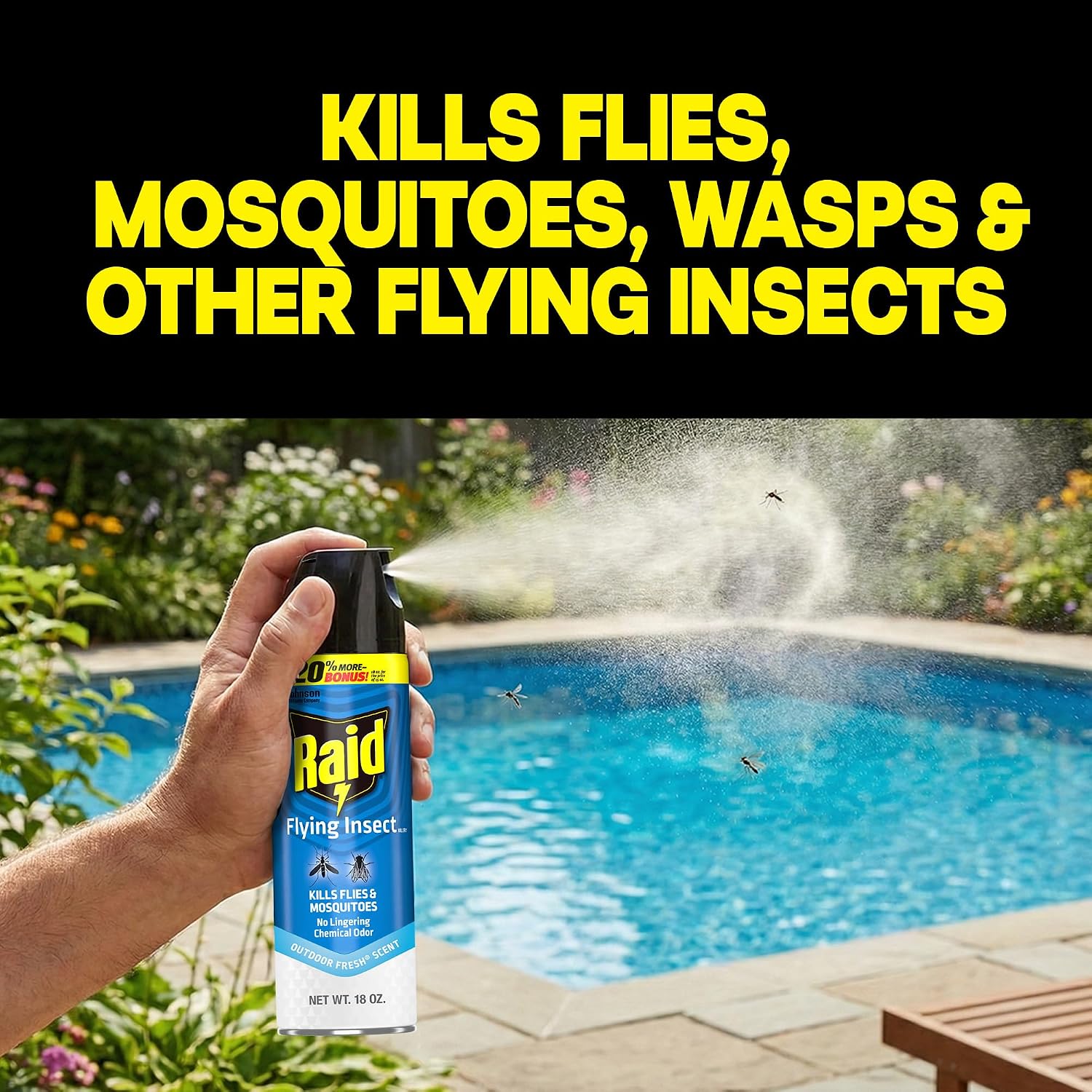 Raid Flying Insect Killer 7, Bug Spray, Insecticide Spray for Indoors & Outdoors, 18 oz