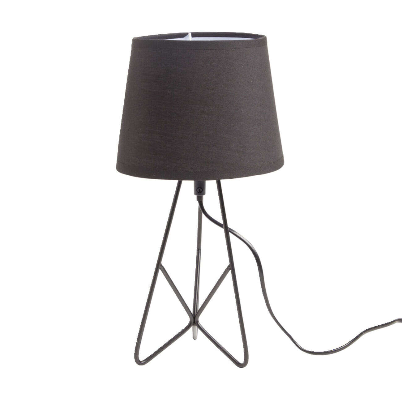 Lampe à poser abat-jour tissu noir 18x18xH35cm