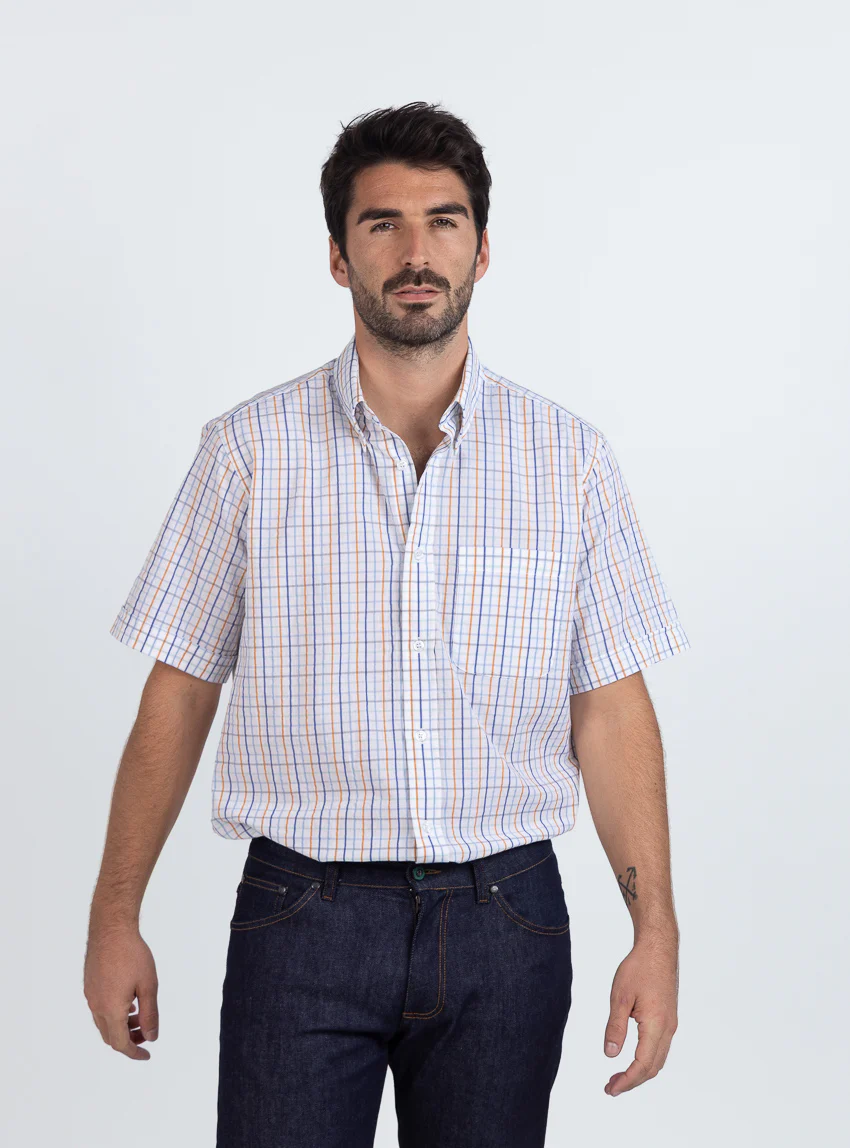 Chemise homme coton bleu horizon