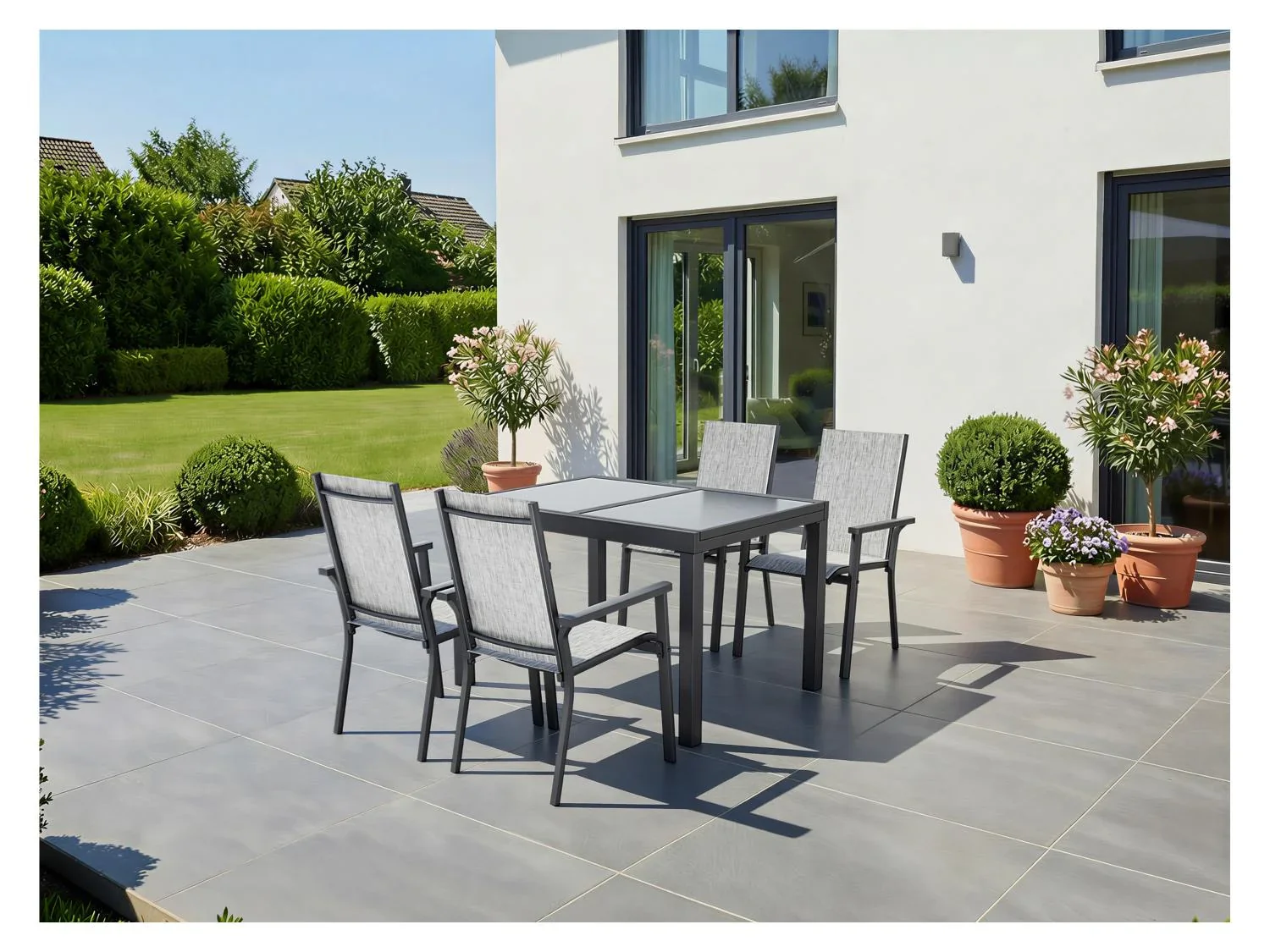 LIVARNO Table de jardin + Lot de 4 fauteuils en aluminium Houston