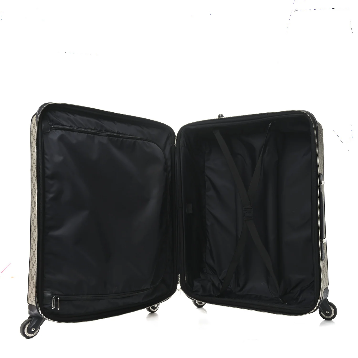 GG Supreme Monogram Four Wheel Suitcase Black