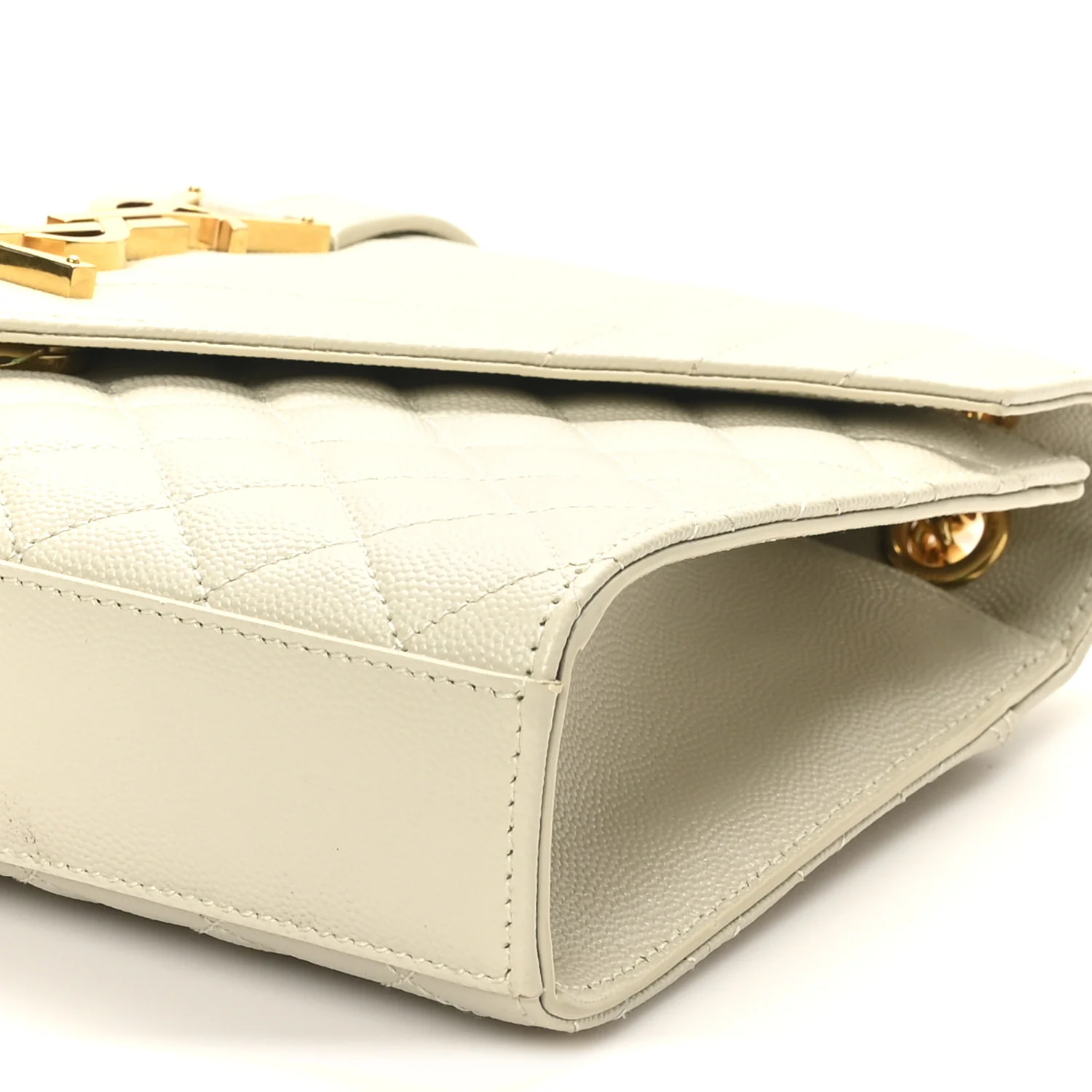 Grain De Poudre Textured Mixed Matelasse Medium Triquilt Monogram Satchel Crema Soft