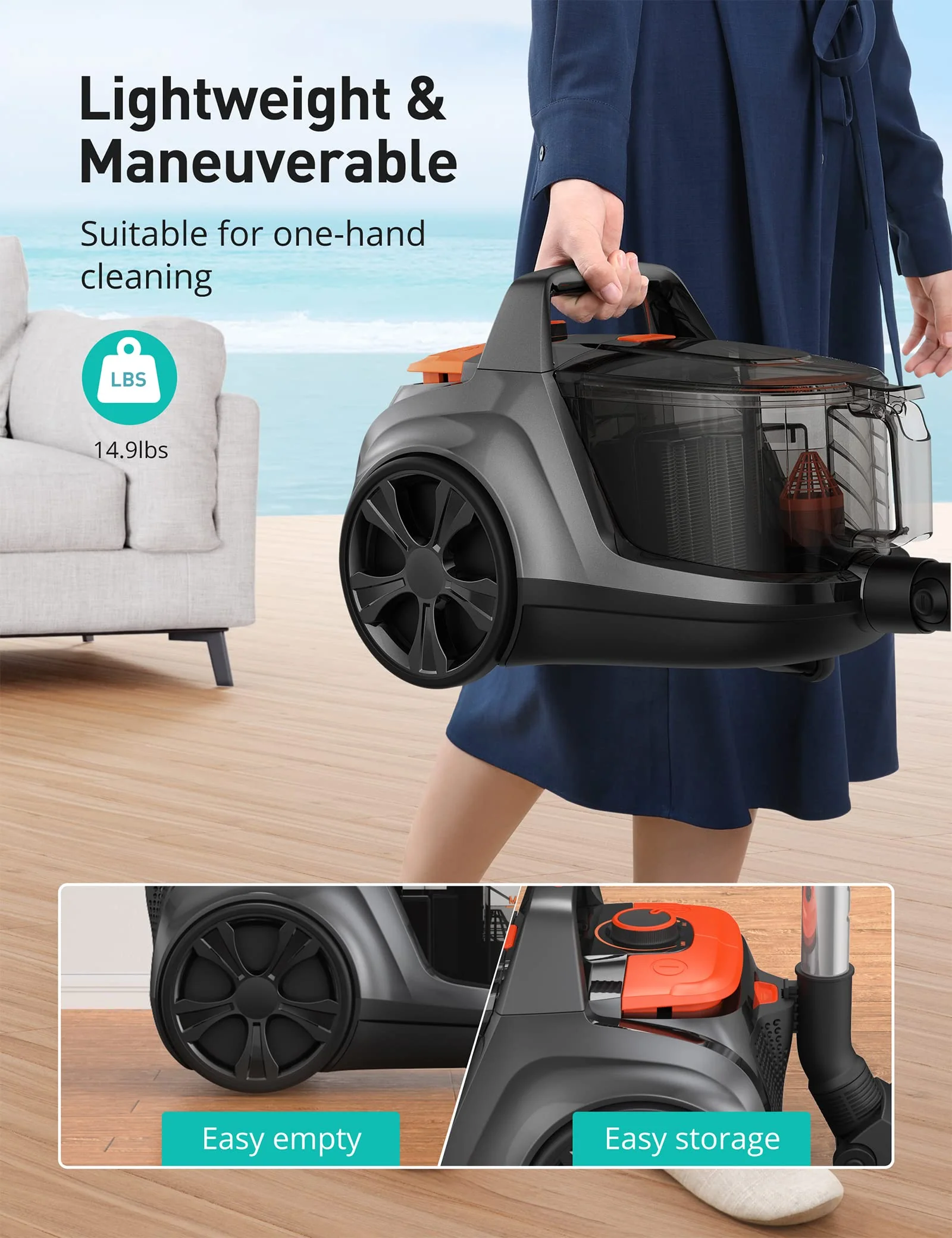 Aspiron 1200W Lightweight Bagless Vacuum Cleaner