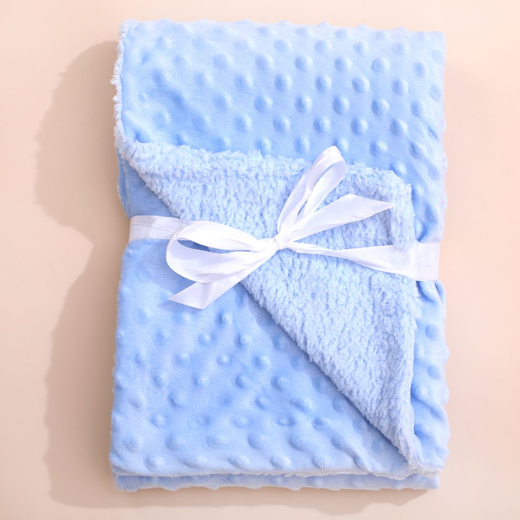 Double Sided Minky Dot Sherpa Fleece Eco-Friendly All-Season Customizable Baby Swaddle Blanket Ultra Soft for Babies