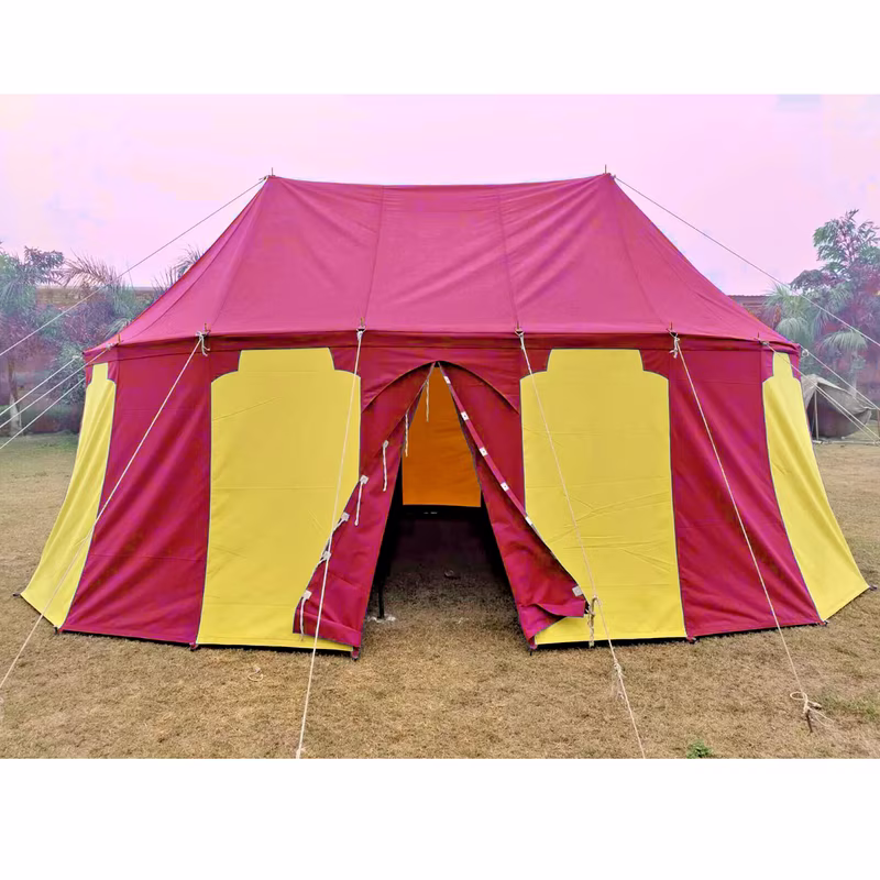WEEKEND SALE Medieval Red Yellow Burgundian 8x4 M Functional Water Proof Camping Tent