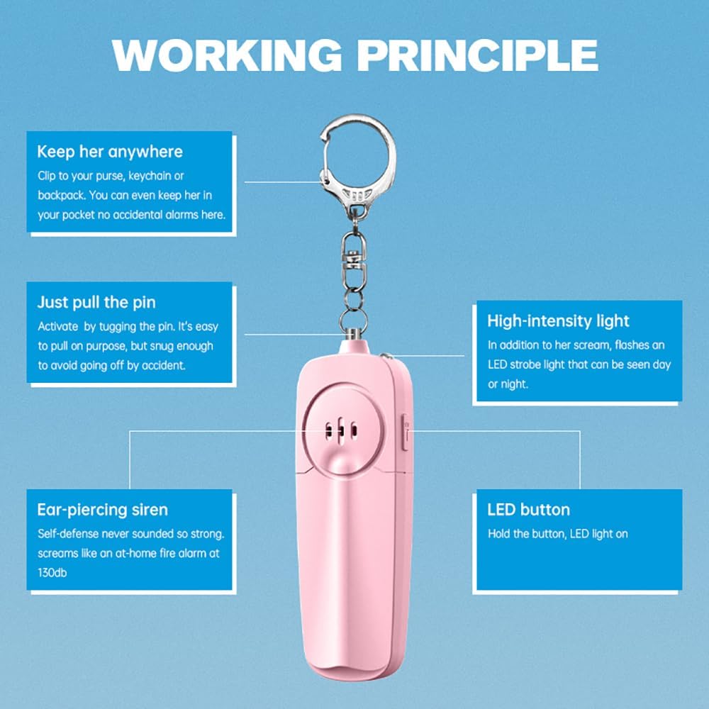 Safesound Personal Alarm - 130dB Self Defense Rechargeable Security Keychain for Women Girls Kids Elderly (White, 1)