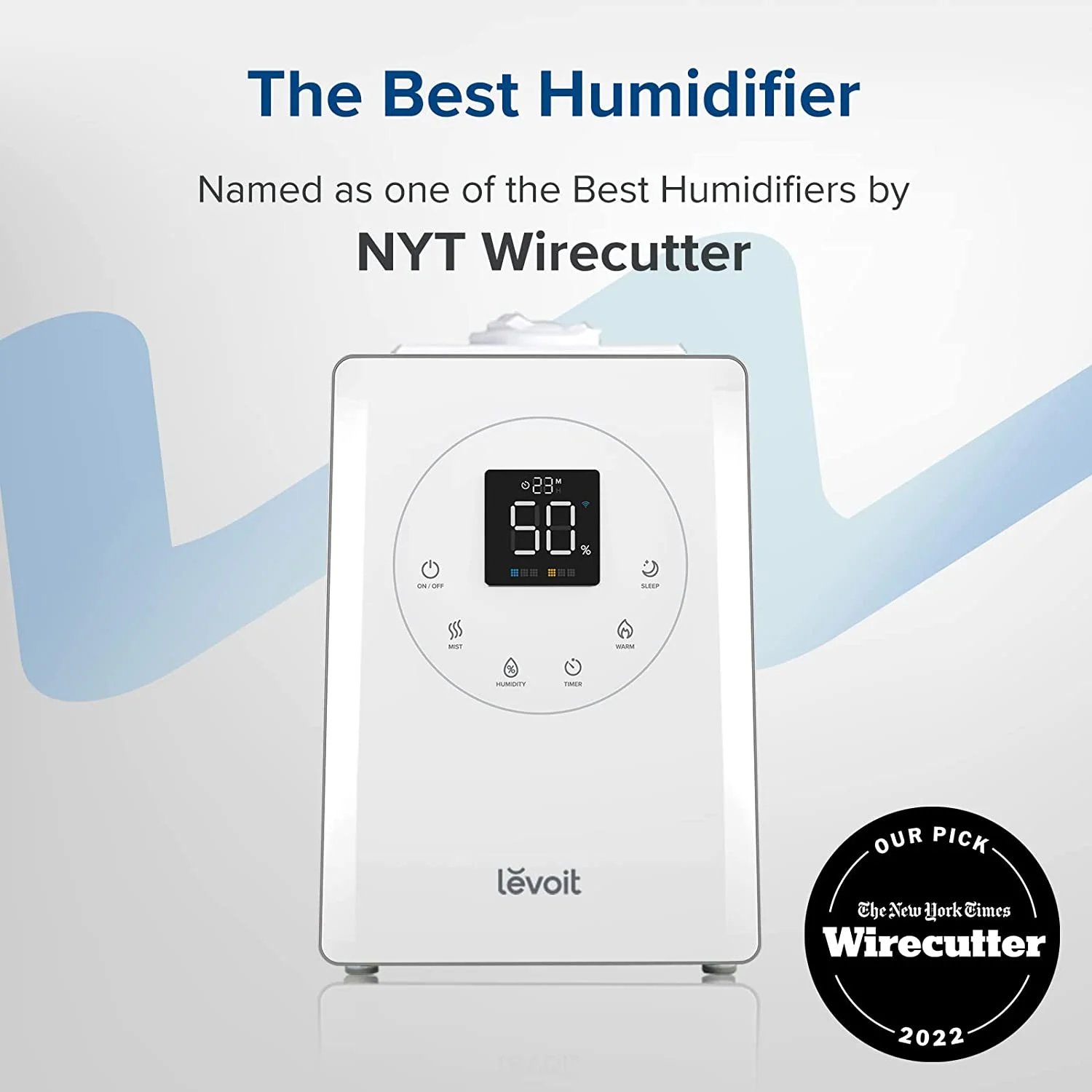 Smart Warm and Cool Mist Humidifier for Room, 6L Top Fill Air Vaporizer for Large Rooms, LV600s, White(6L white) - Image 3