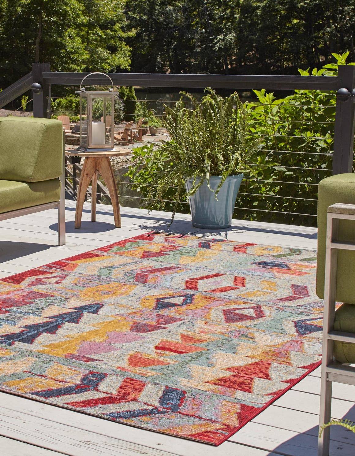 Outdoor Modern 4x6 Multi Geometric Area Rug Indoor Outdoor Rug