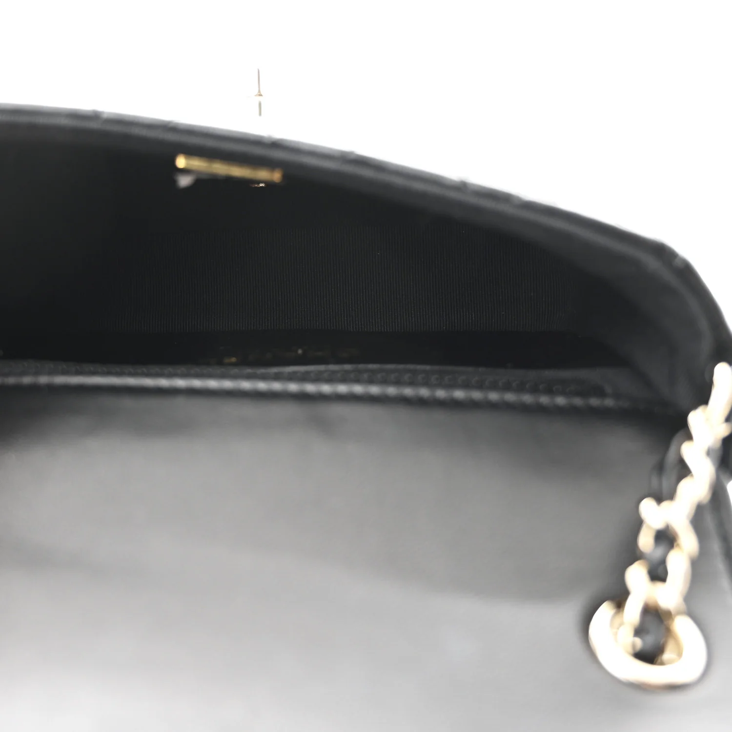Lambskin Resin Quilted Mini Heart Square Flap Black