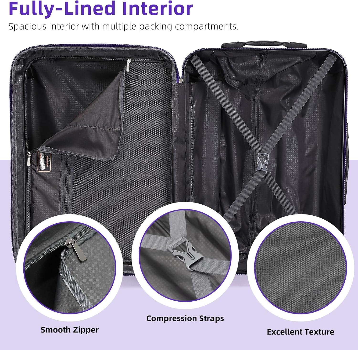 Ensemble de 6 valises, ensemble de valises rigides extensibles avec roulettes multidirectionnelles, ensemble de bagages à roulettes légers