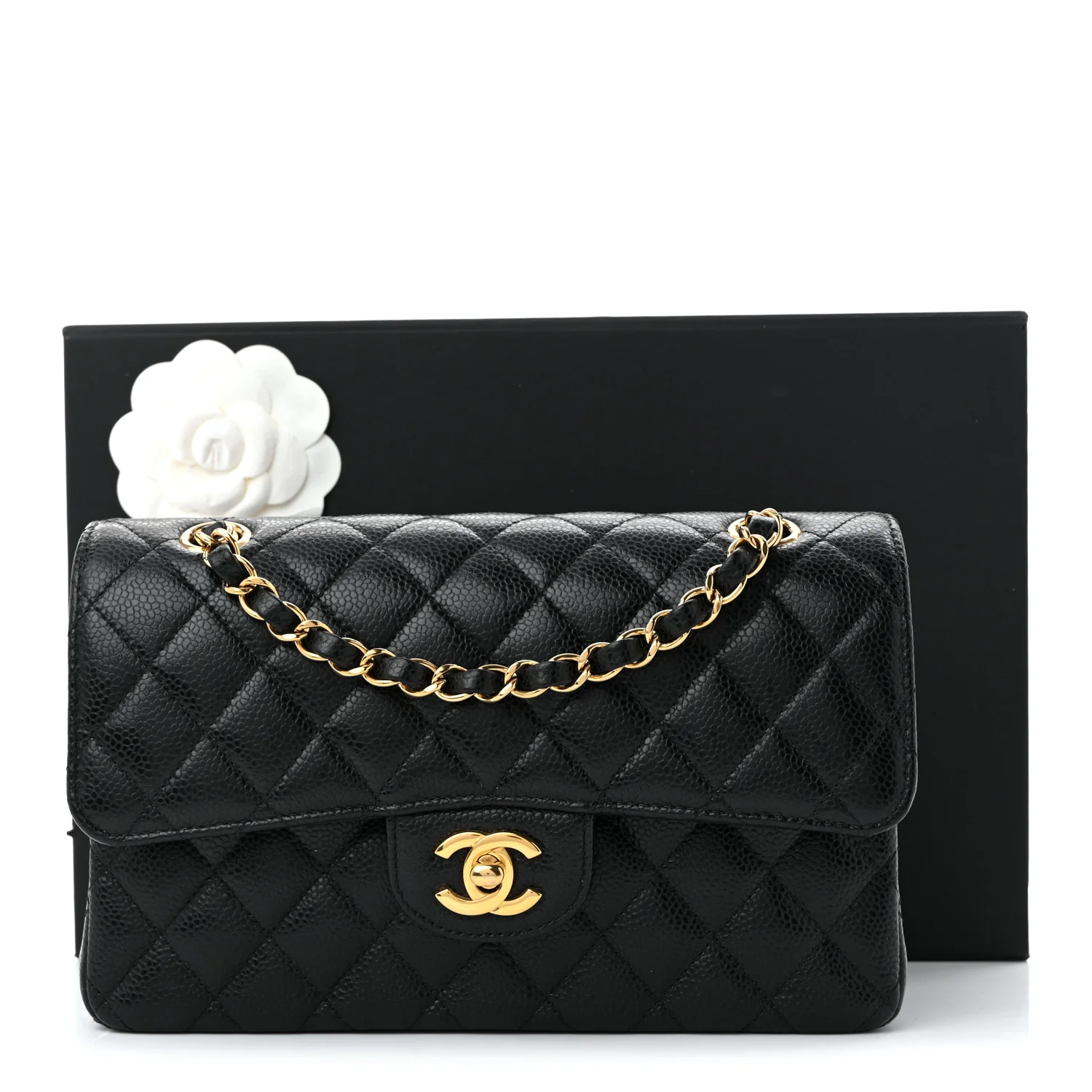 Caviar Quilted Small Double Flap Black