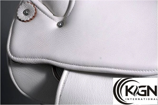 Leather Barrel Racing Horse Saddle, White(16") - Image 9