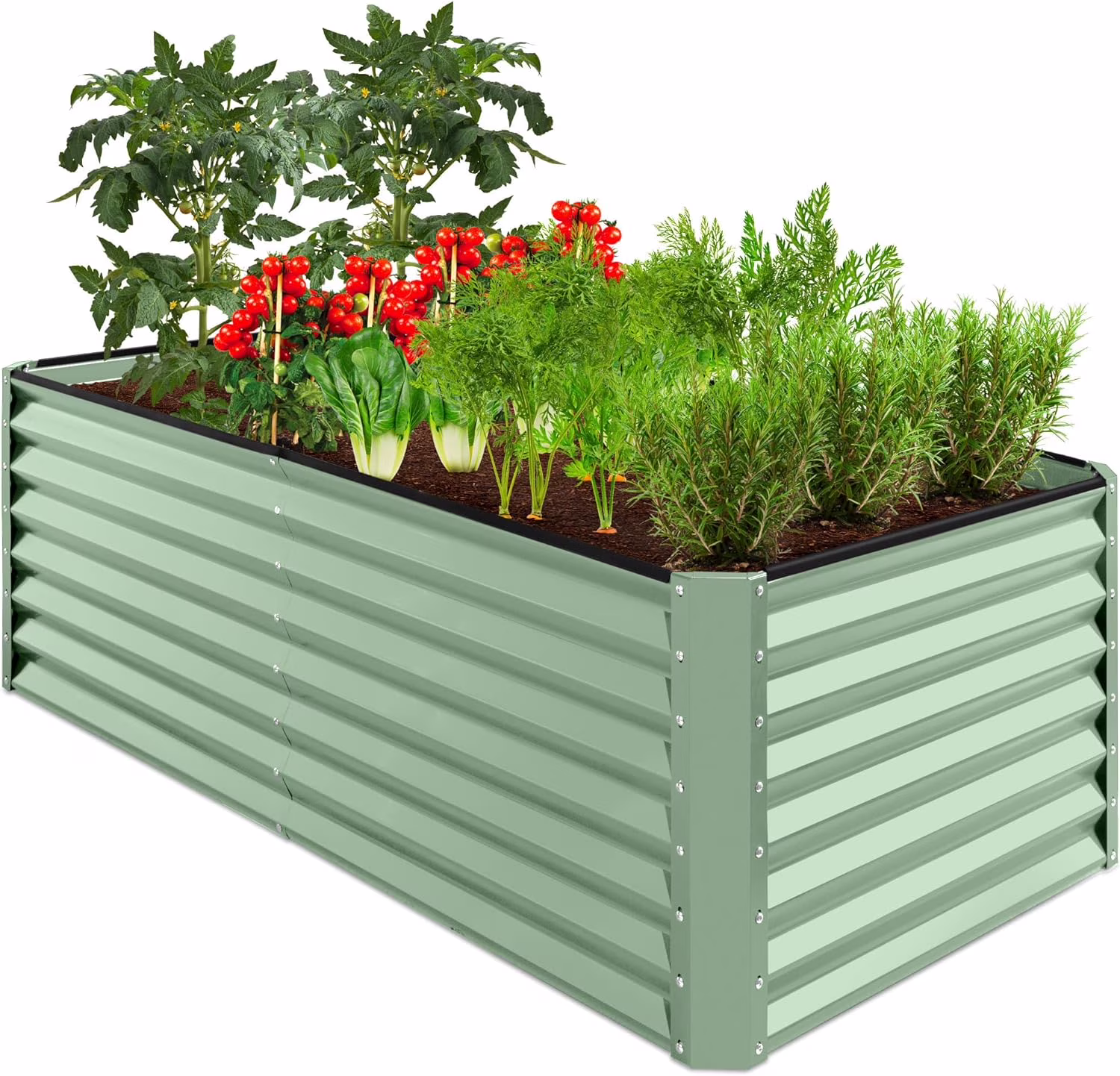 Gloaa 6x3x2ft Outdoor Metal Raised Garden Bed, Deep Root Box Planter for Vegetables, Flowers, Herbs, and Succulents W/ 269 Gallon Capacitysage Green