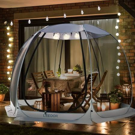 Leedor Gazebos for Patios Screen House Room 4-6 Person Canopy Mosquito Net Camping Tent Dining Pop Up Sun Shade Shelter Mesh Walls Not Waterproof Gray