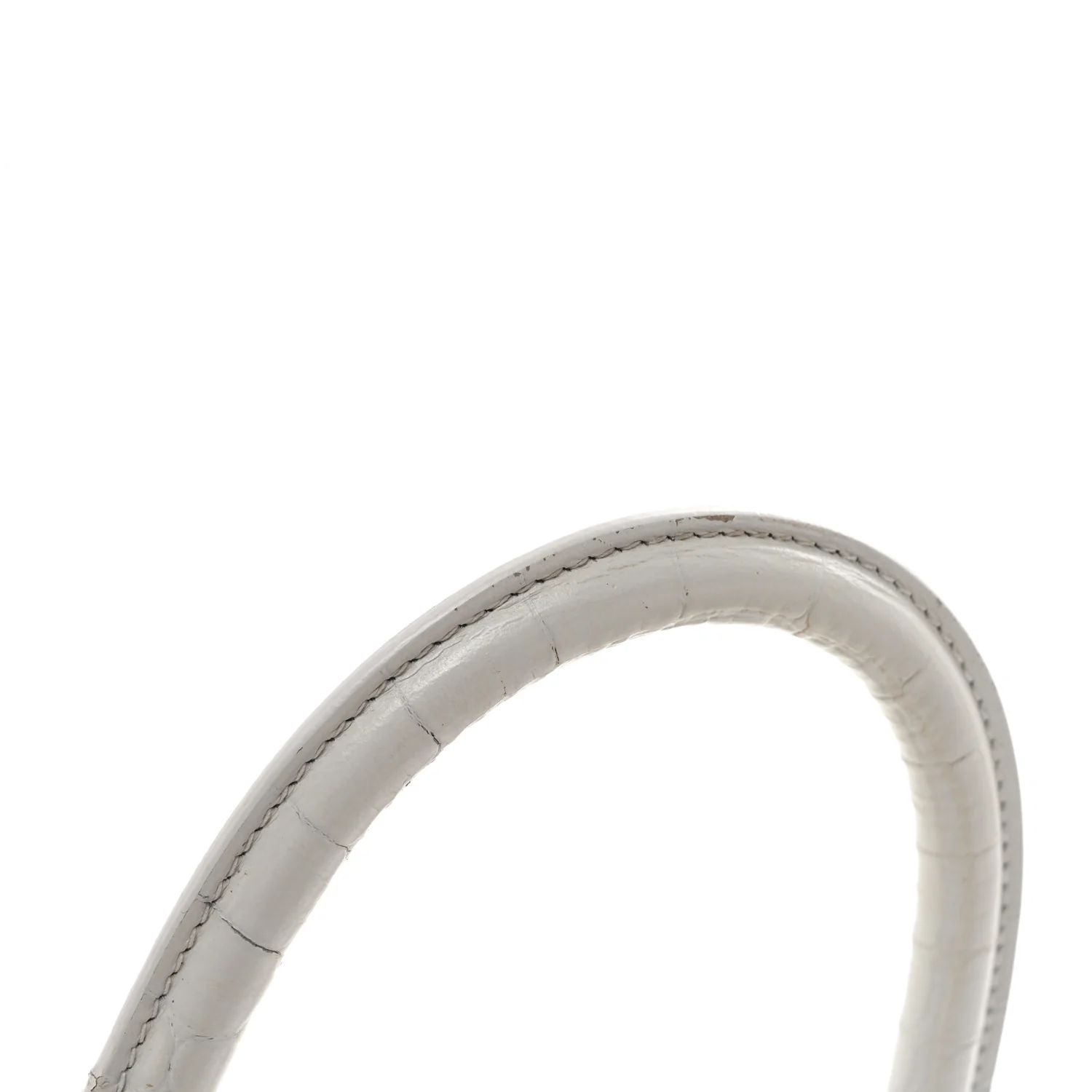 Calfskin Crocodile Embossed Small Hourglass Top Handle Bag White