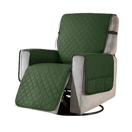 Subrtex Recliner Chair Cover Reversible Recline Sofa Slipcover with Side Pockets (Large, Olive Drab), Green