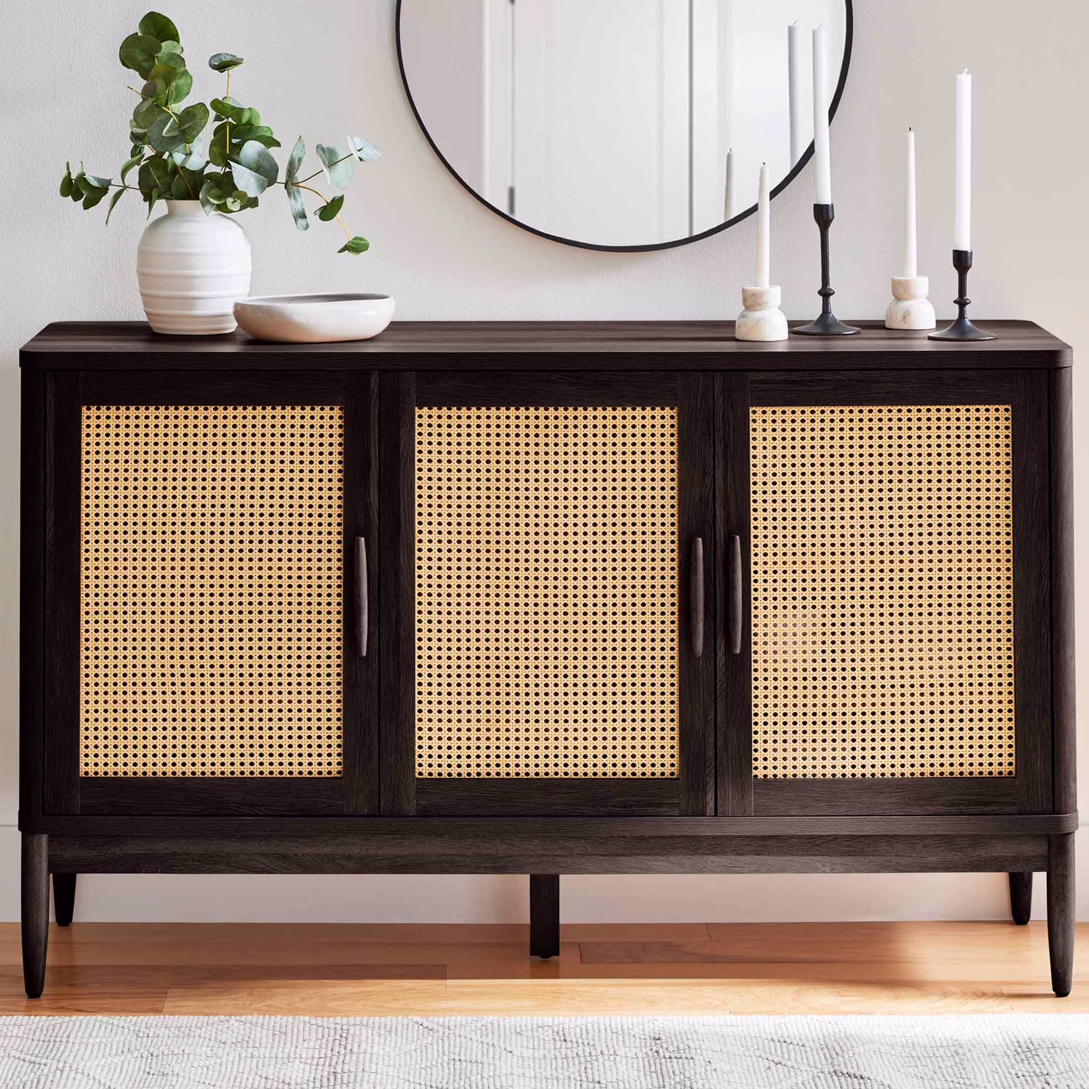 Better Homes & Gardens Springwood Caning Sideboard, Light Honey Finish