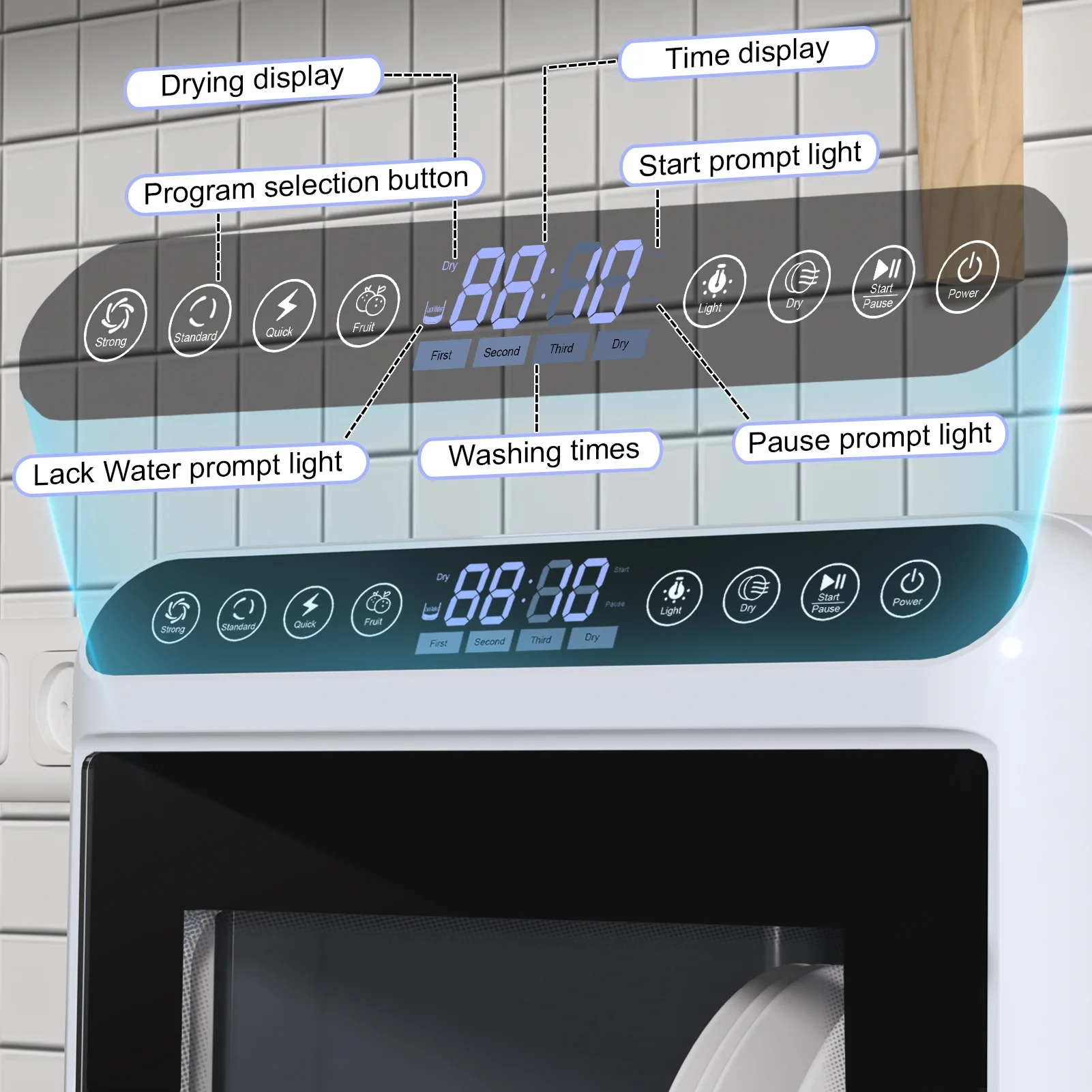 Portable Countertop Dishwashers, Compact Dishwashers with 5 L Built-in Water Tank Inlet Hose, 6 Programs, Air-Dry Function Dishwash for Small Apartments(US Plug) - Image 9