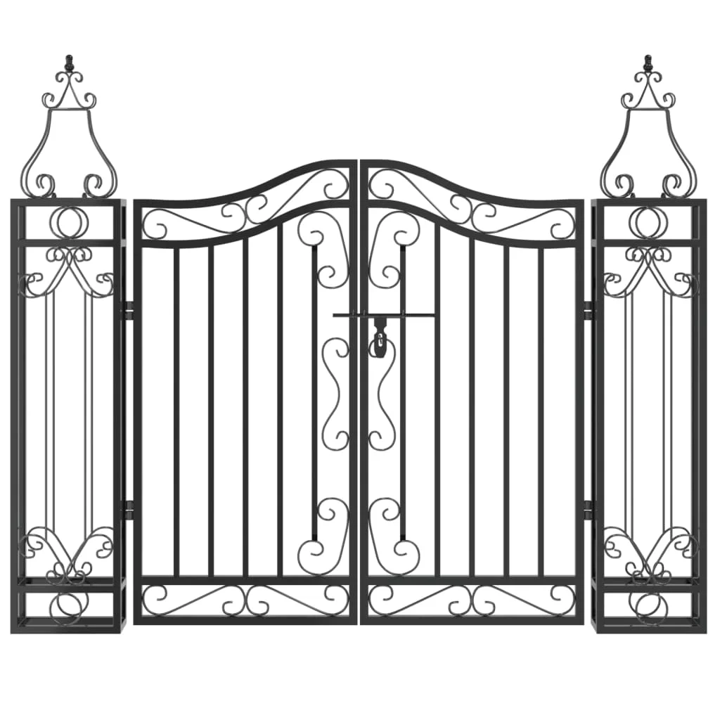vidaXL Garden Gate Ornamental Fence Gate with Bolt Hinge Trellis Wrought Iron