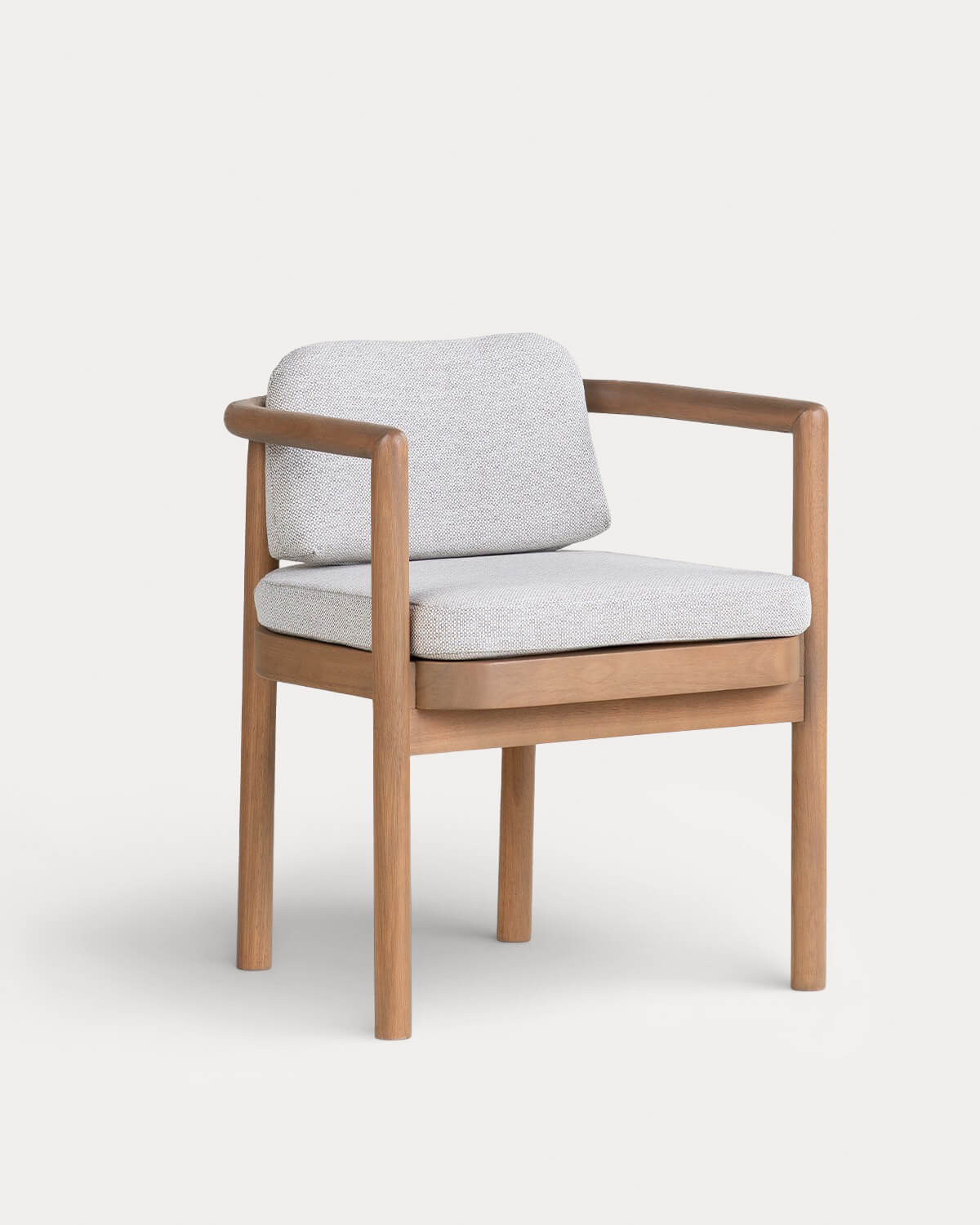 Elnes - Pack 4 Sillas de Comedor con Reposabrazos de Madera de Eucalipto y Tela Elnes
