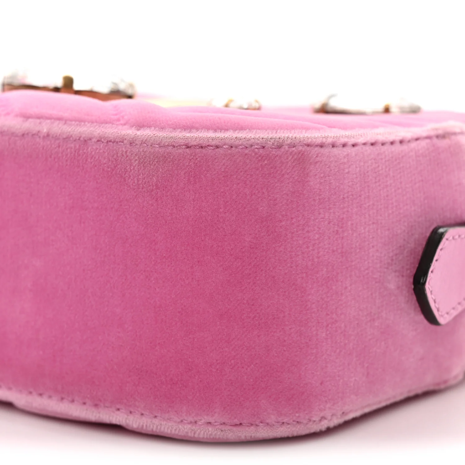 Velvet Matelasse Marquise Crystals Mini GG Marmont Chain Shoulder Bag Malva