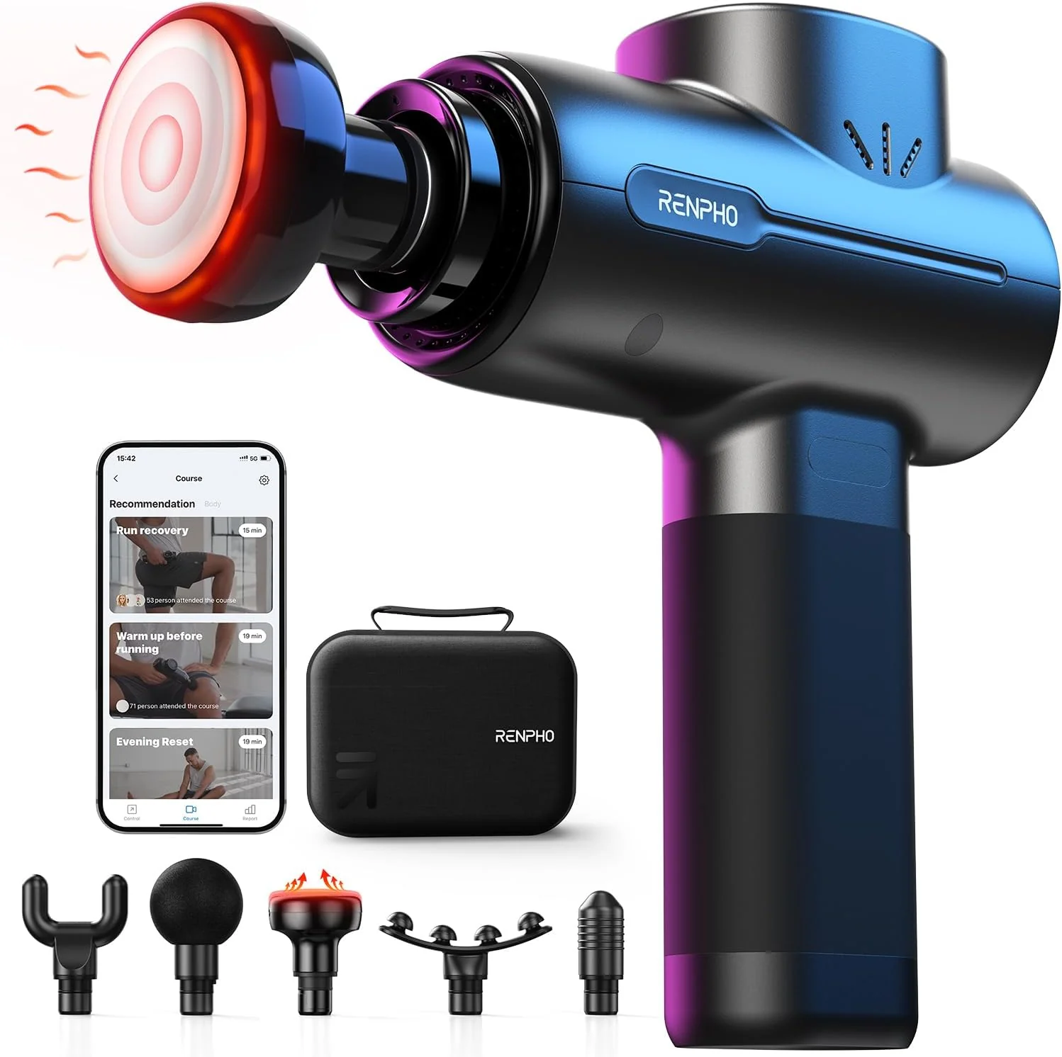 Gun with Heat and Cold, FSA and HSA Eligible Percussion Muscle Deep Tissue Massage Gun Portable with Bluetooth, Electric Handheld Massager Gun, Mothers Day Gifts, Active+ Thermacool