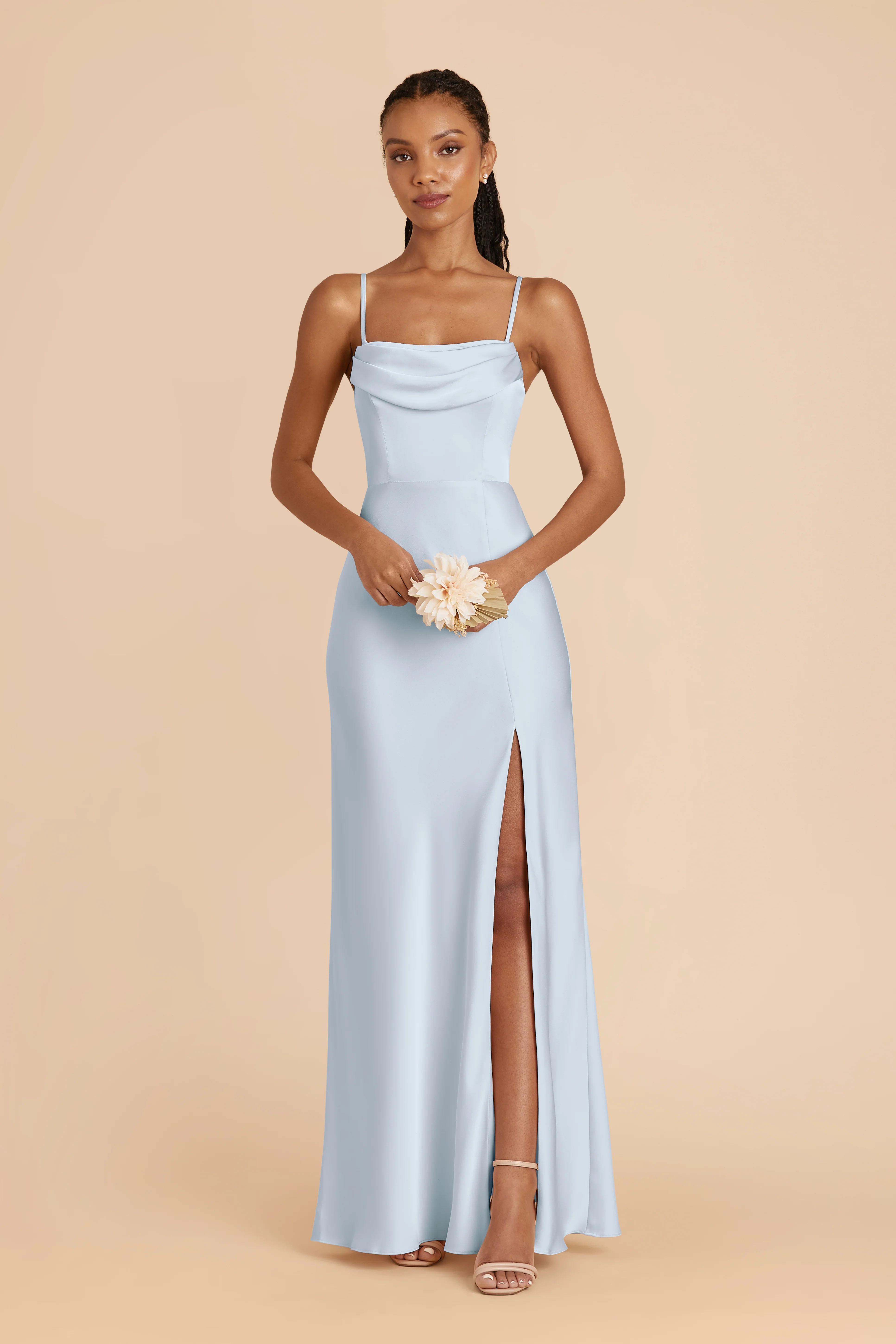 Mia Dress Matte Satin Mist Blue