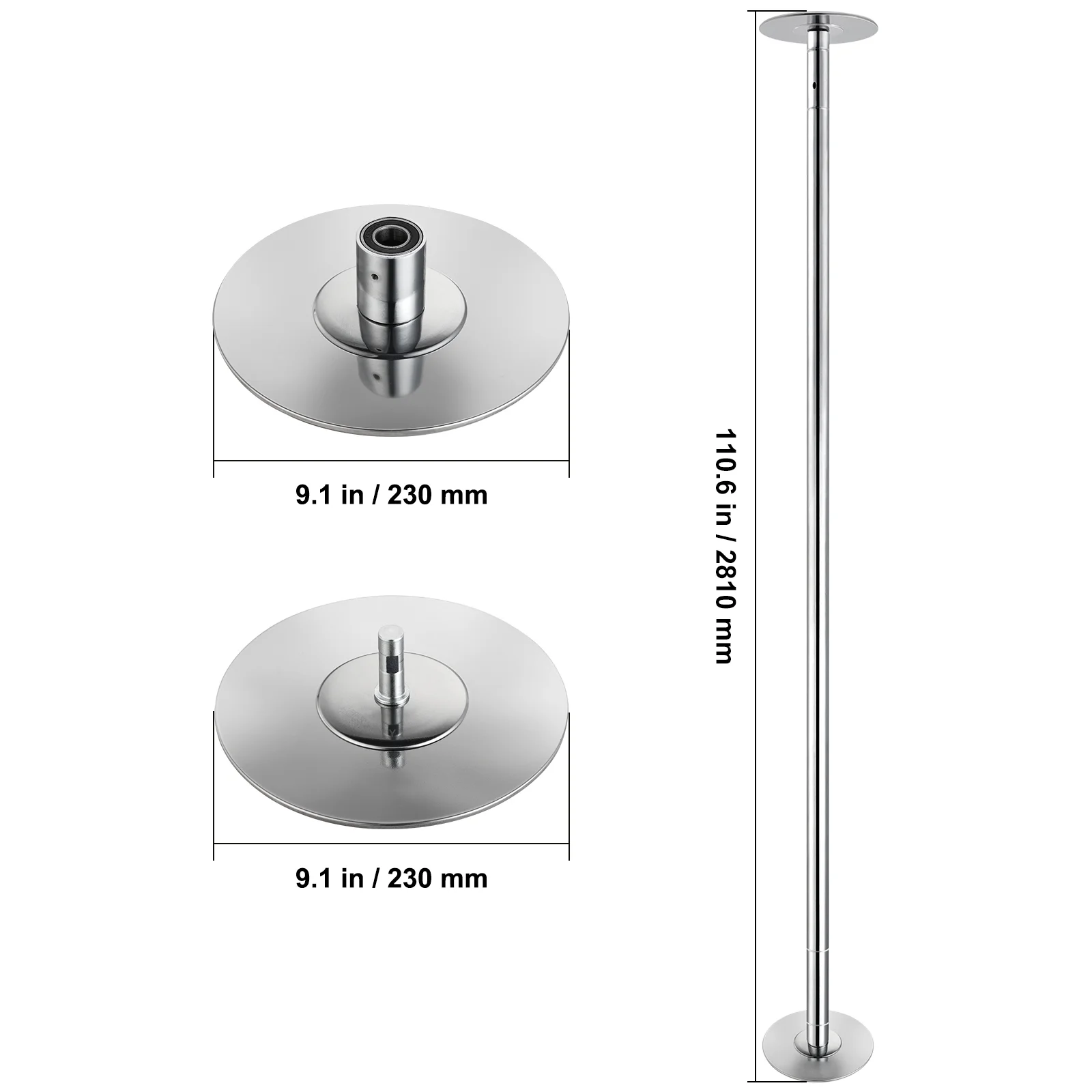 Expert Dance Pole, Rotating and Stationary Dance Pole Set, Detachable Portable Pole, 45mm Robust Stainless Steel Pole, Fitness Pole with Adjustable Height, Suitable for Workout Home, Silver(82-108" Silver) - Image 9