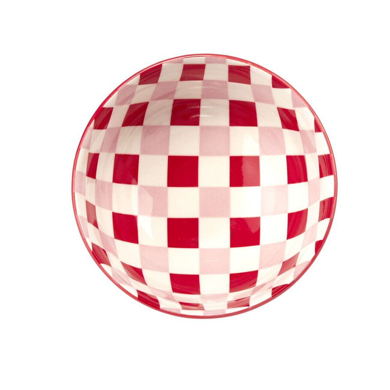 Bol porcelaine thème piment motif quadrillage rouge rose blanc Ø11,5xH6cm