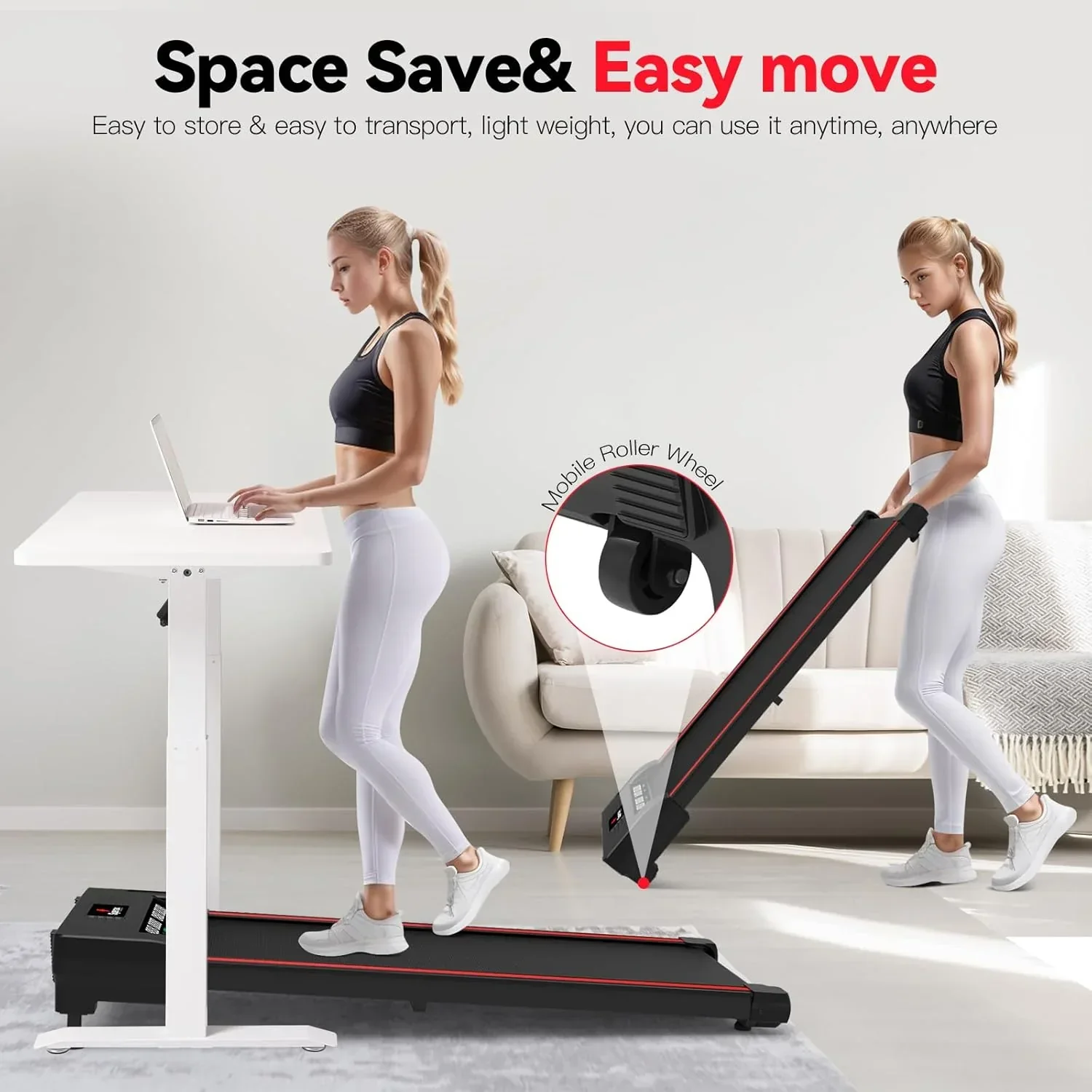 Tapis de marche vibrant Sperax avec application 3 en 1, tapis de marche sous bureau