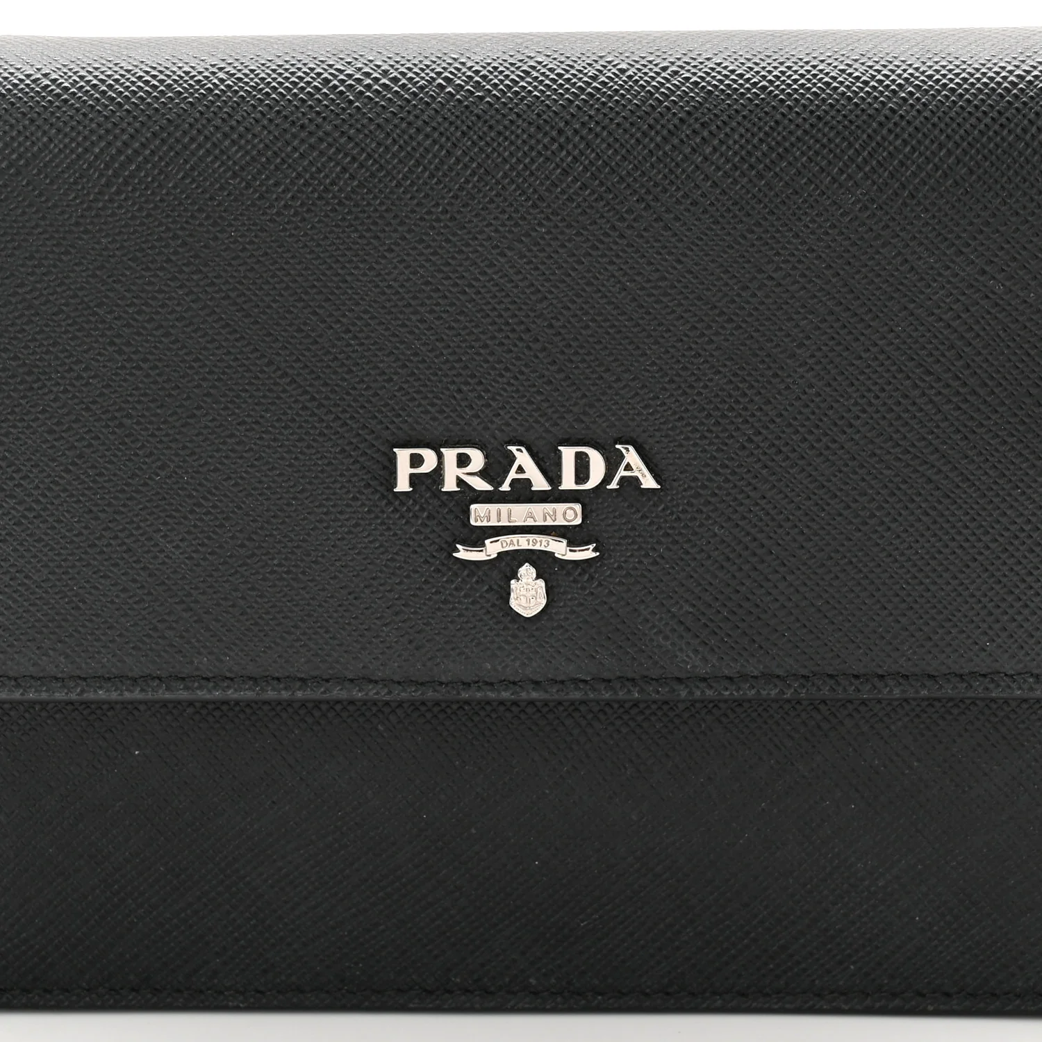 Saffiano Metal Flap Wallet With Strap Black