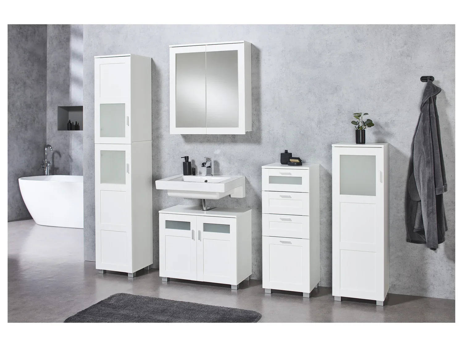 LIVARNO home Meuble de salle de bains Basel, 37 x 97,9 x 34,8 cm, blanc