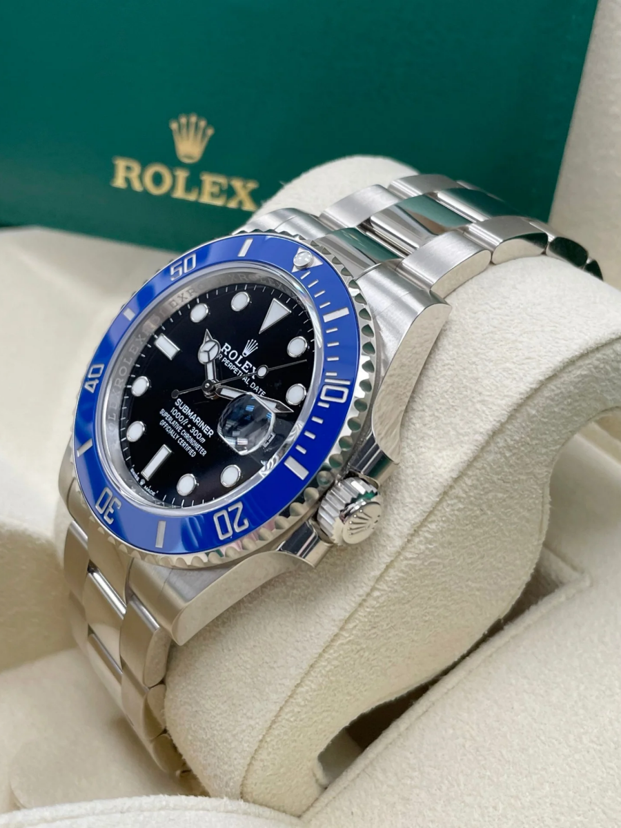 [Super Clone]Rolex White Gold Submariner Date Watch - The Blueberry - Blue Bezel - Black Dial (Ref # 126619LB)