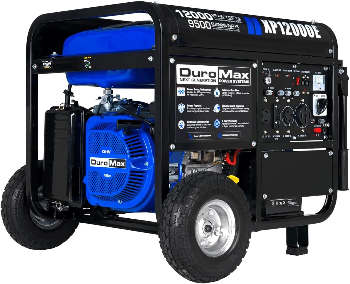 Générateur portable bi-carburant DuroMax XP13000EH 13 000 watts (essence et propane) avec démarrage électrique