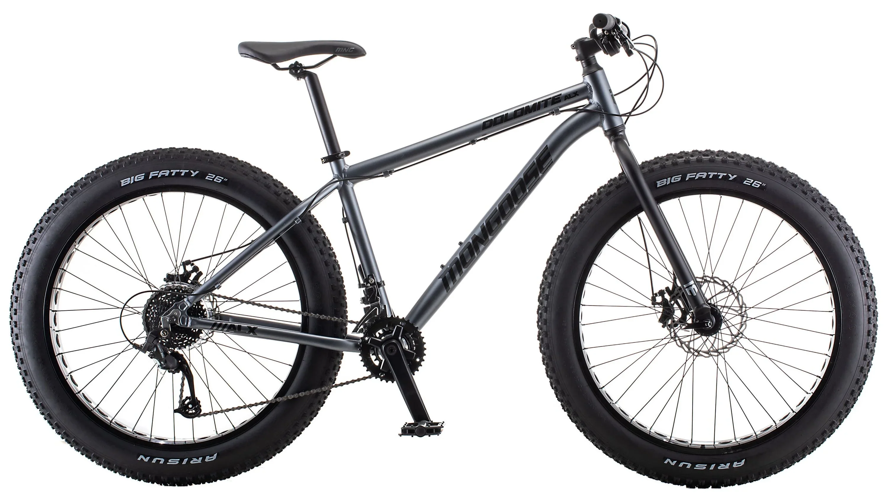 26 Mongoose Dolomite ALX Unisex Fat Tire Mountain Bike, Gray, Ages 12+