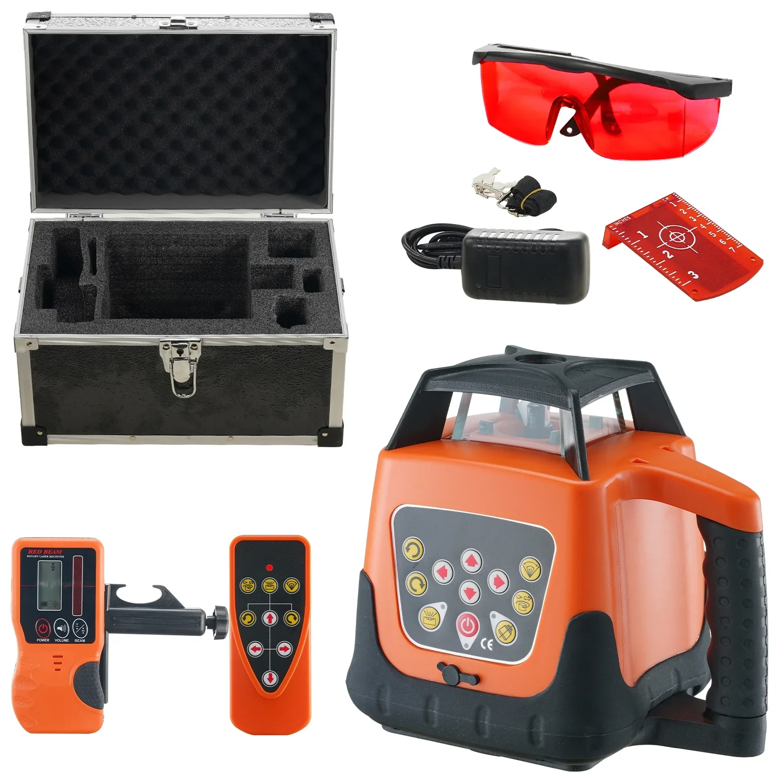 KFFKFF Laser Level, 1650ft Range, 360�� Self-Leveling Red Cross Line, Adjustable 5 Speeds & 4 Scan Angles, IP66 Water-Resistant, Remote & Manual Modes, Includes Battery