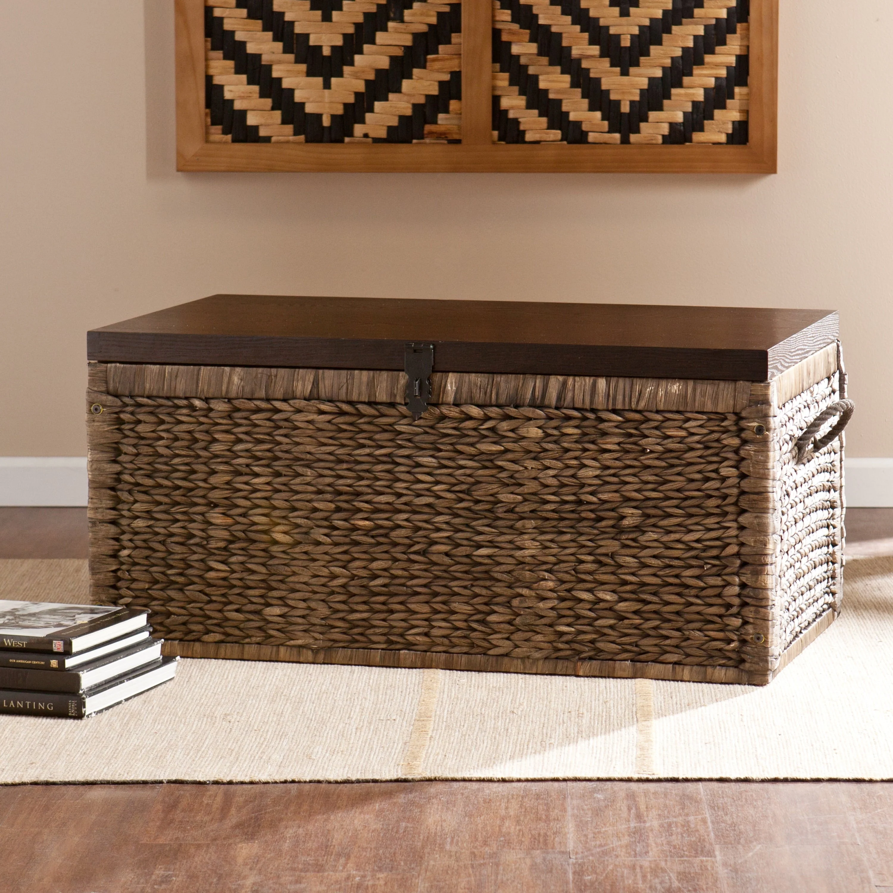 Water Hyacinth Storage Trunk, Blackwashed with Espresso
