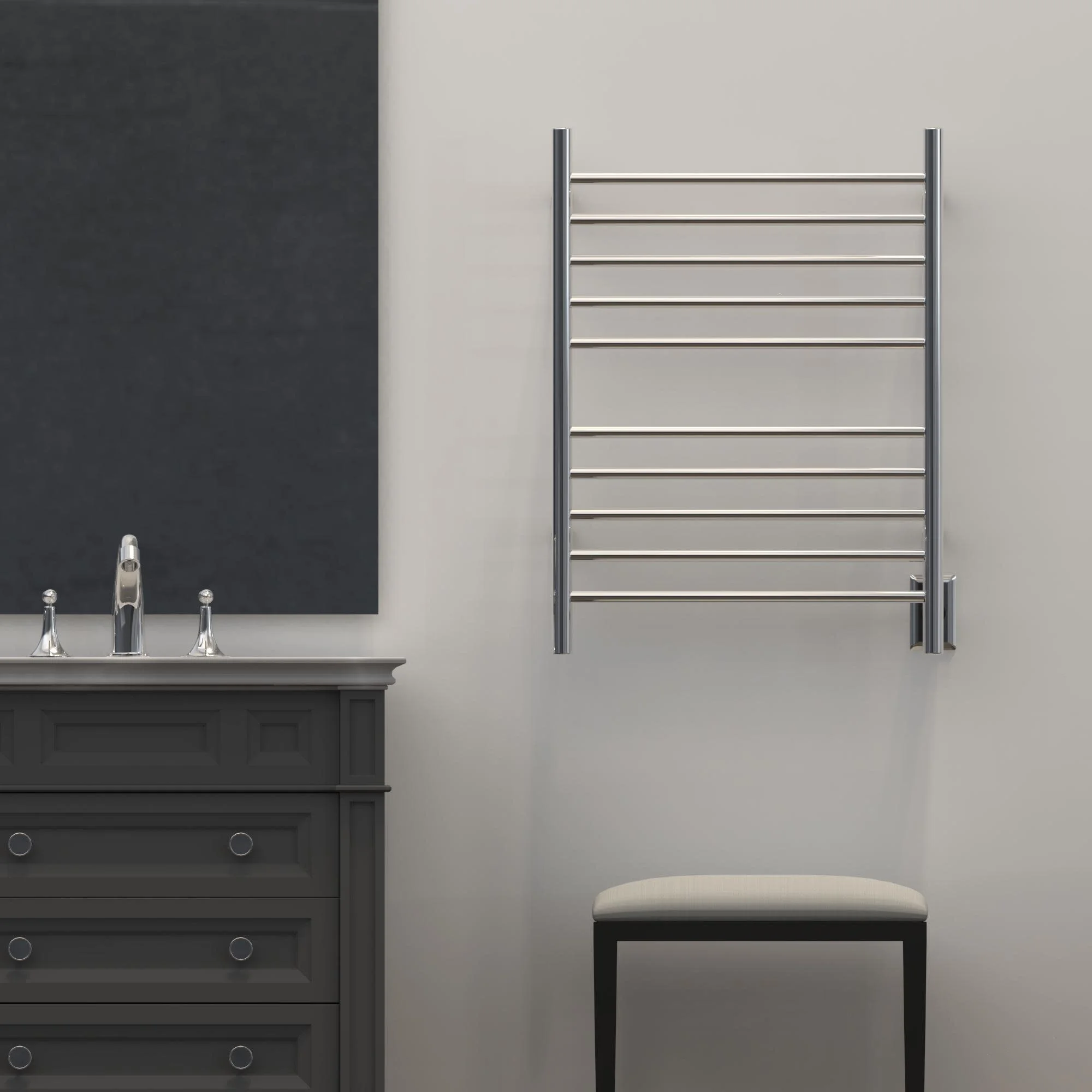 Amba Products 33.5" Gold Hardwired Straight 10 Polished Bar Towel Warmer