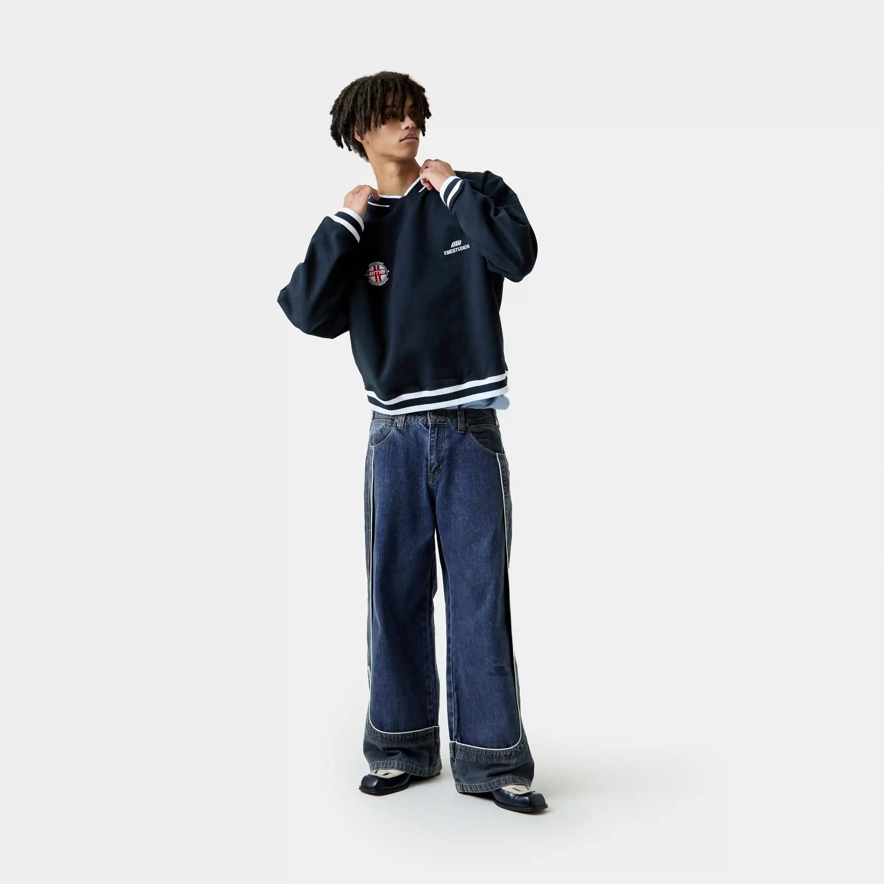 Academy Navy Oversized Crewneck