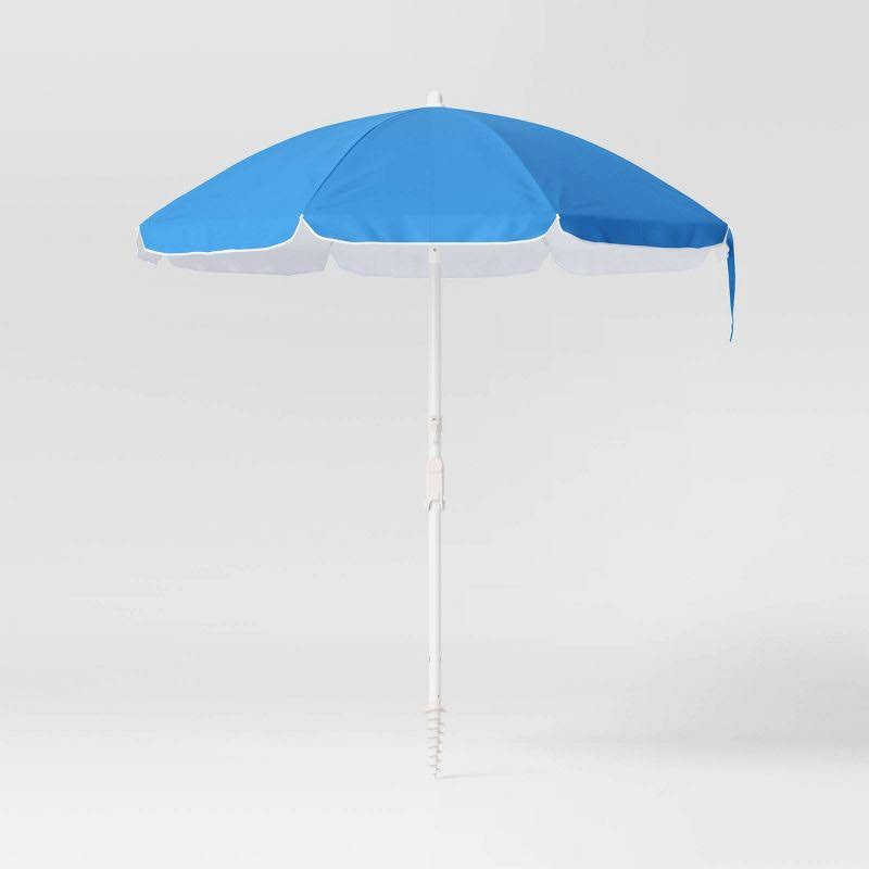 6.5'x6.5' Round Outdoor Patio Beach Umbrella Blue - Sun Squad