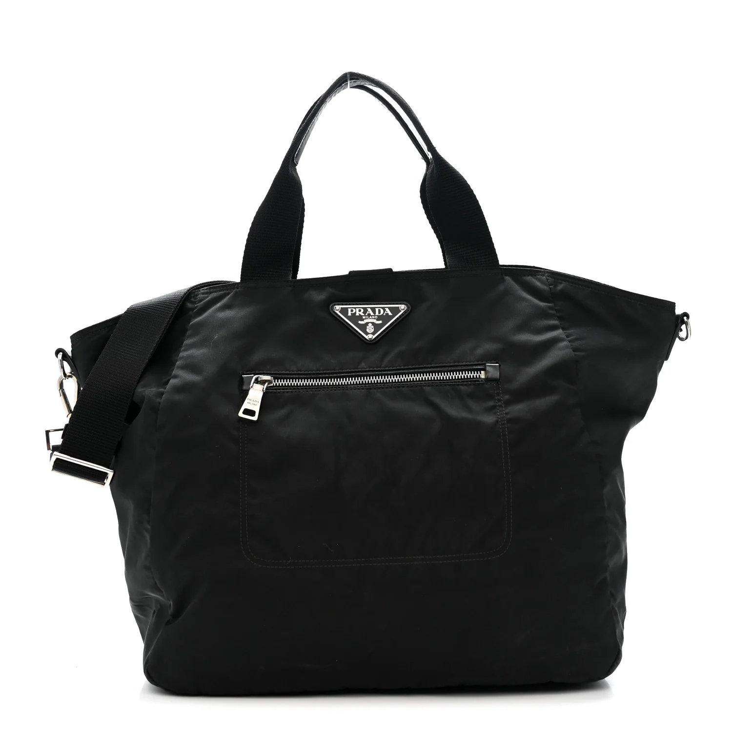 Tessuto Nylon Zip Convertible Tote Black
