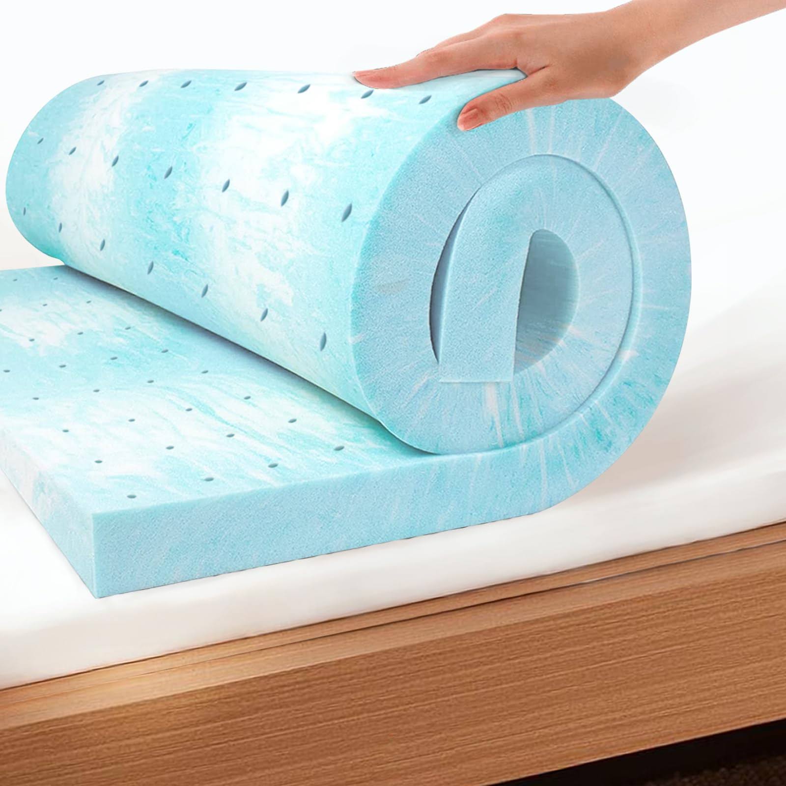 Ego Topper 2 inch Queen Memory Foam Mattress Topper, Cooling Gel Foam Mattress Topper for Pressure Relief, Ventilated Design Bed Topper in A Box,