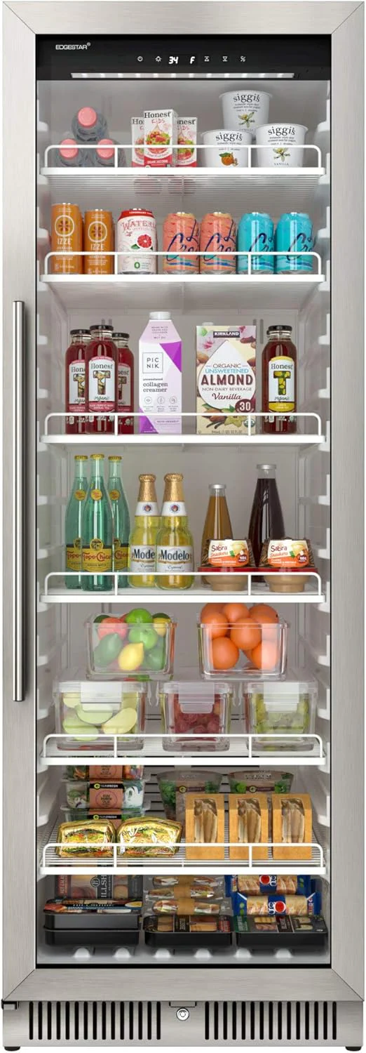 Vitrine réfrigérée commerciale de 56 cm de large et 286 litres (10,1 pi³) – Acier inoxydable, alarme de température, porte réversible