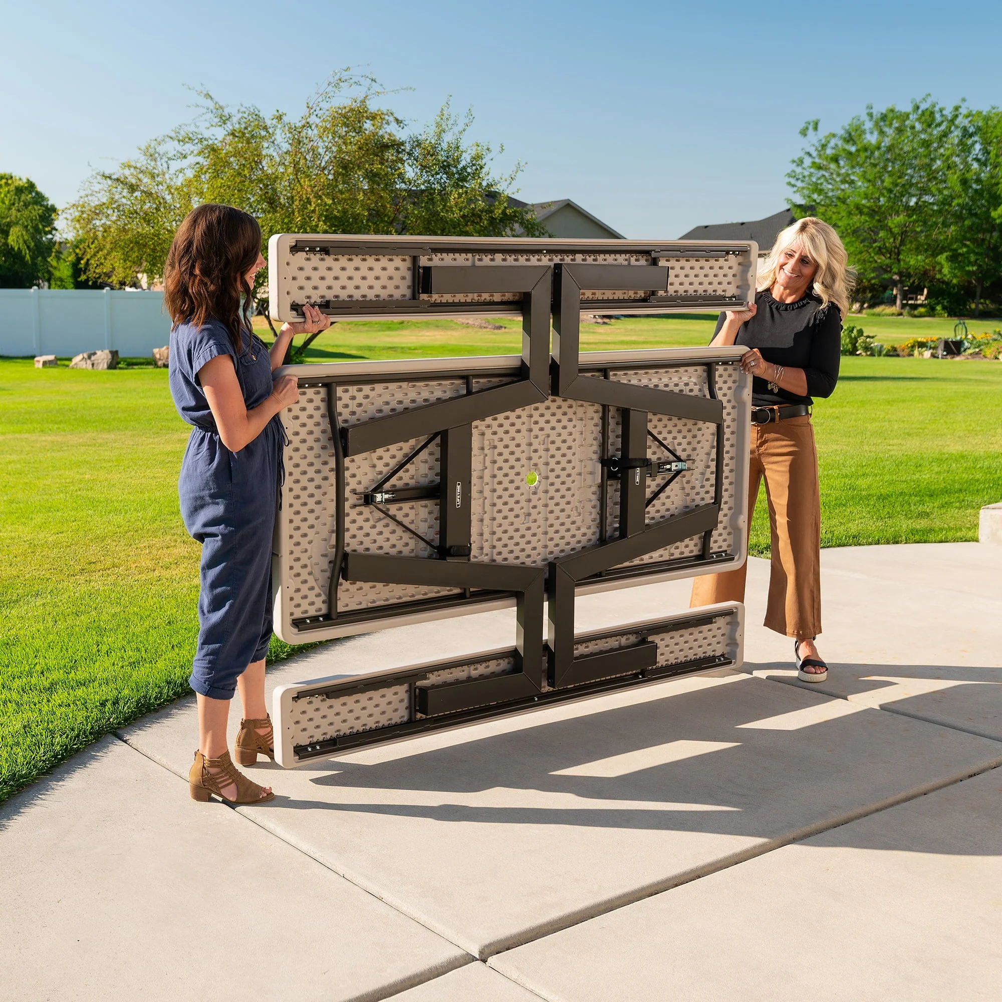 Lifetime 6 Foot W Frame Desert Sand HDPE Folding Picnic Table (60364) Image 6